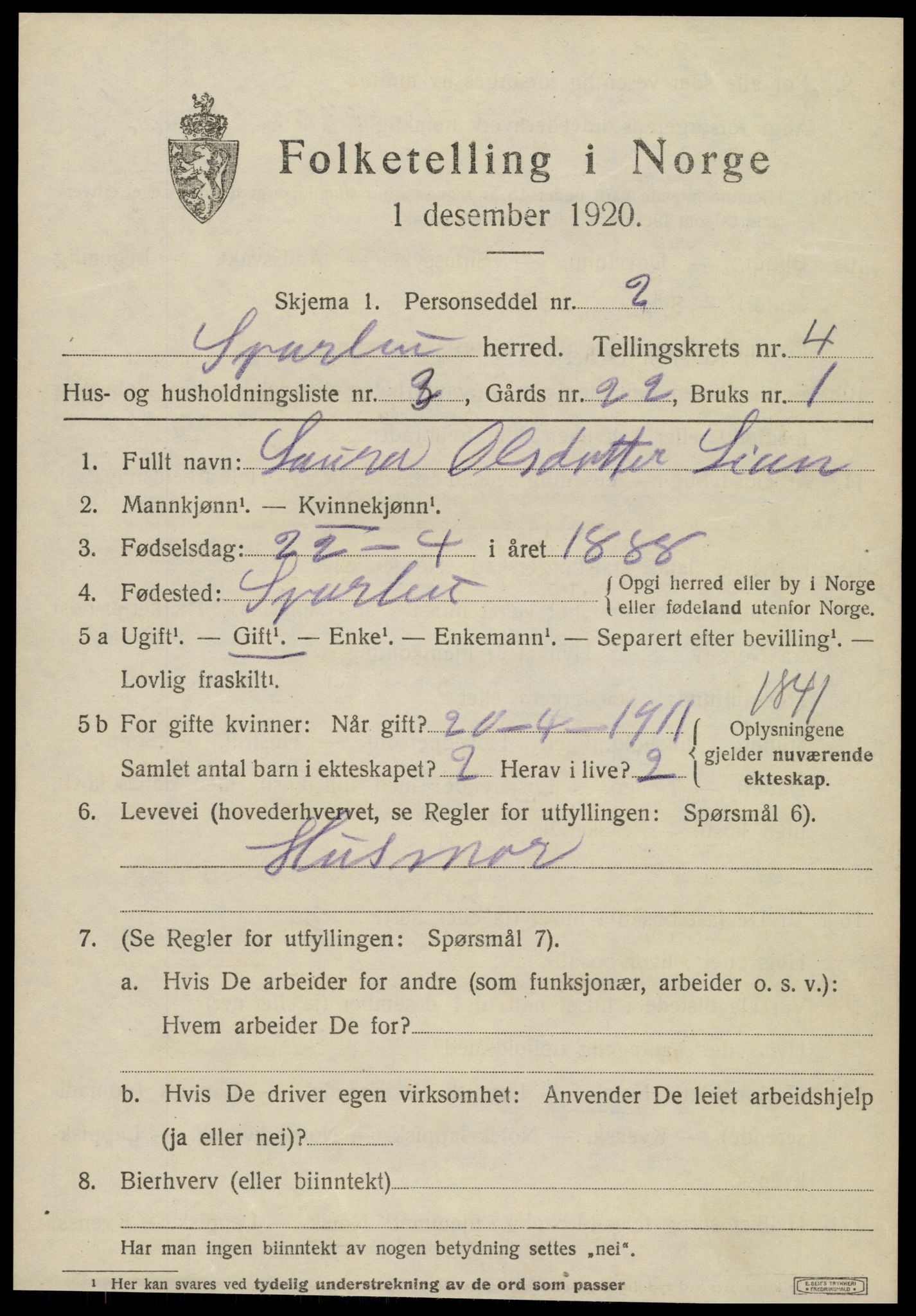 SAT, Folketelling 1920 for 1731 Sparbu herred, 1920, s. 5199