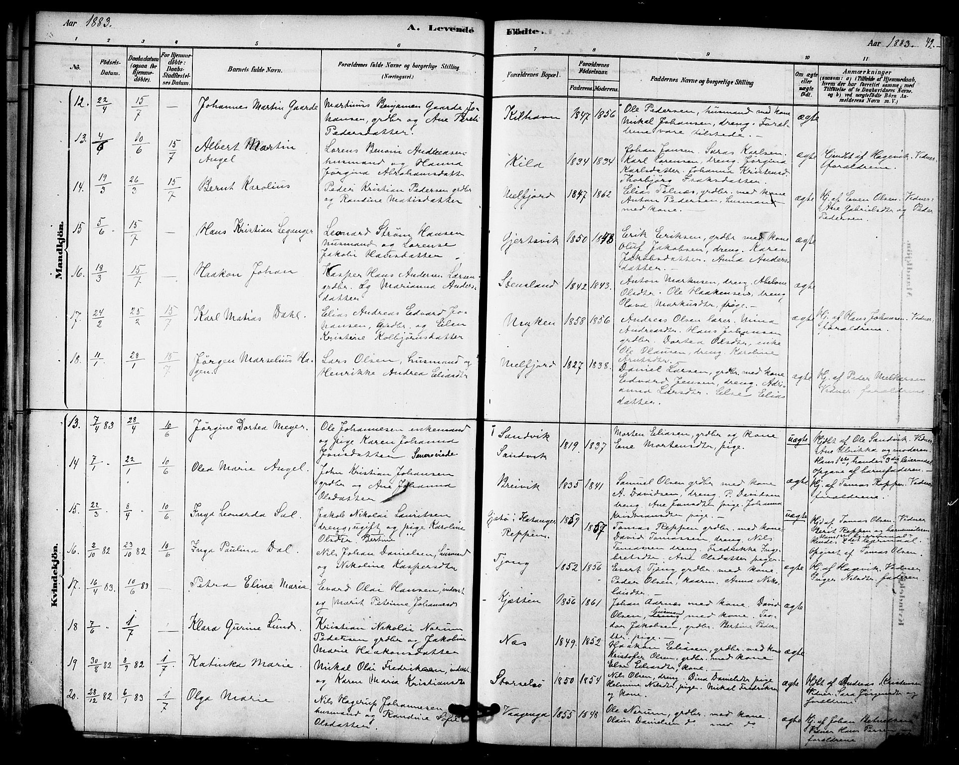 Ministerialprotokoller, klokkerbøker og fødselsregistre - Nordland, AV/SAT-A-1459/841/L0609: Ministerialbok nr. 841A12, 1878-1901, s. 42