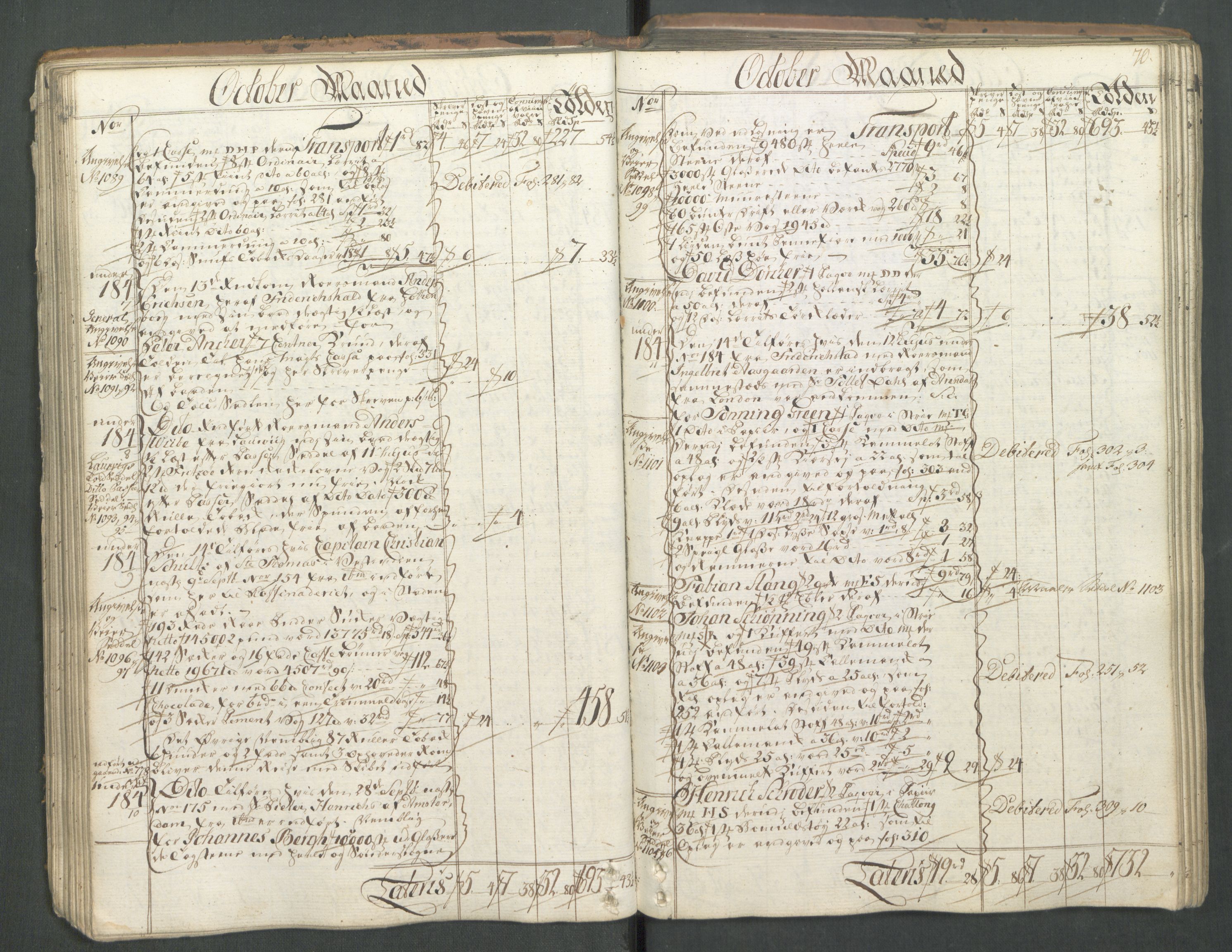 Generaltollkammeret, tollregnskaper, AV/RA-EA-5490/R01/L0046/0001: Tollregnskaper Fredrikshald / Inngående hovedtollbok, 1762, s. 69b-70a