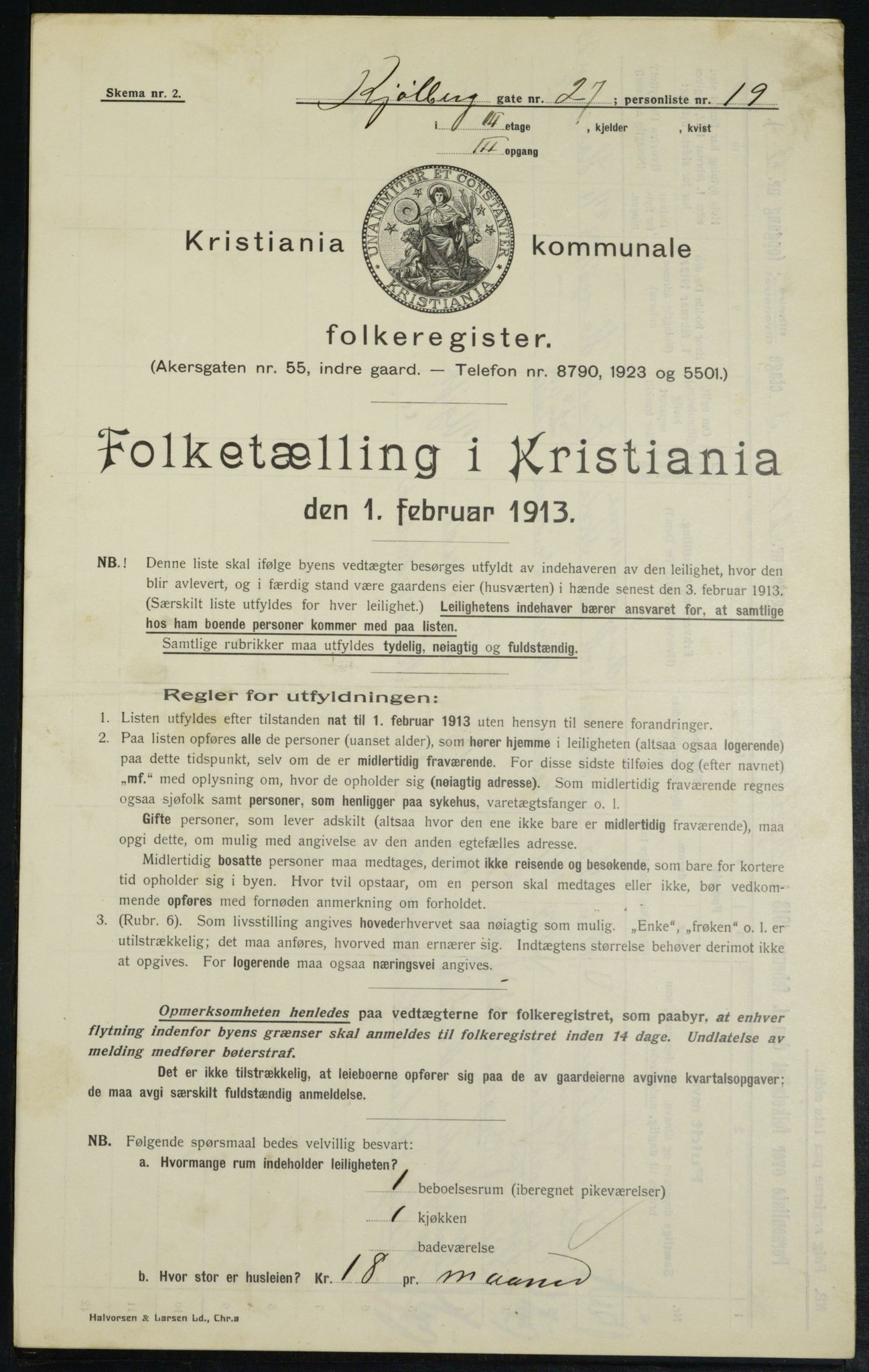 OBA, Kommunal folketelling 1.2.1913 for Kristiania, 1913, s. 51567