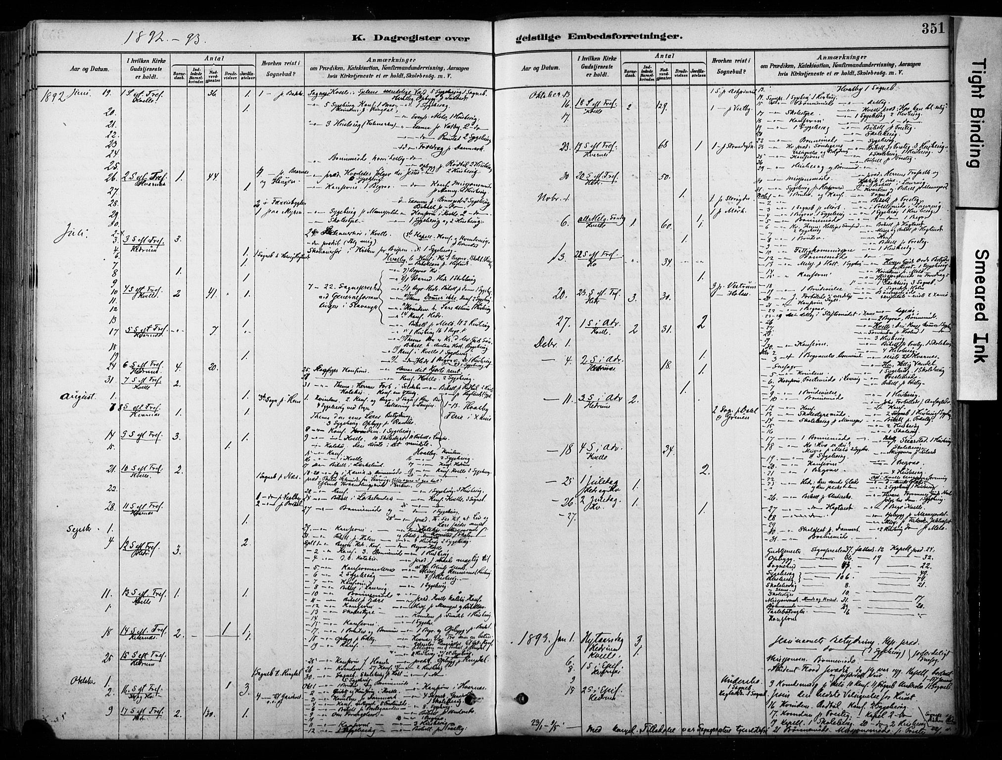 Hedrum kirkebøker, AV/SAKO-A-344/F/Fa/L0009: Ministerialbok nr. I 9, 1881-1903, s. 351