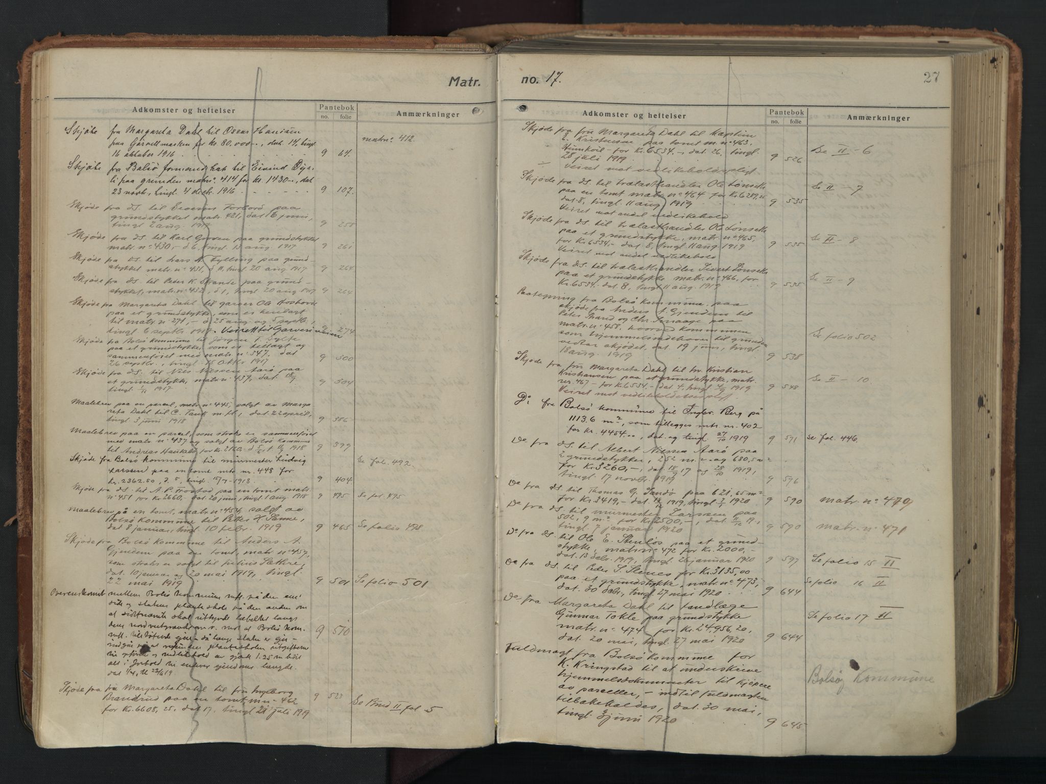 Molde byfogd, AV/SAT-A-0025/2/2A/L0006: Panteregister nr. 6, 1835-1835, s. 27