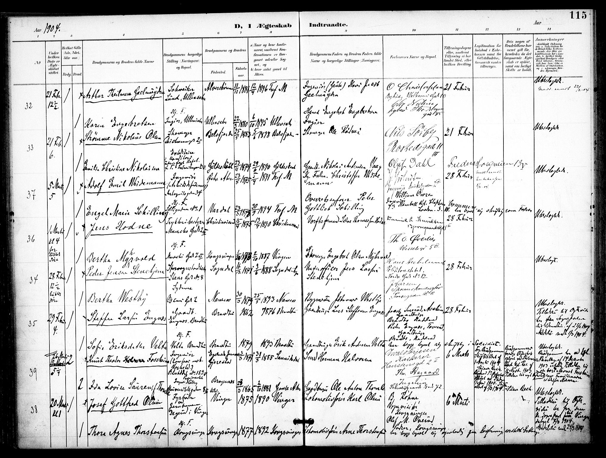 Trefoldighet prestekontor Kirkebøker, AV/SAO-A-10882/F/Fc/L0005: Ministerialbok nr. III 5, 1900-1908, s. 115