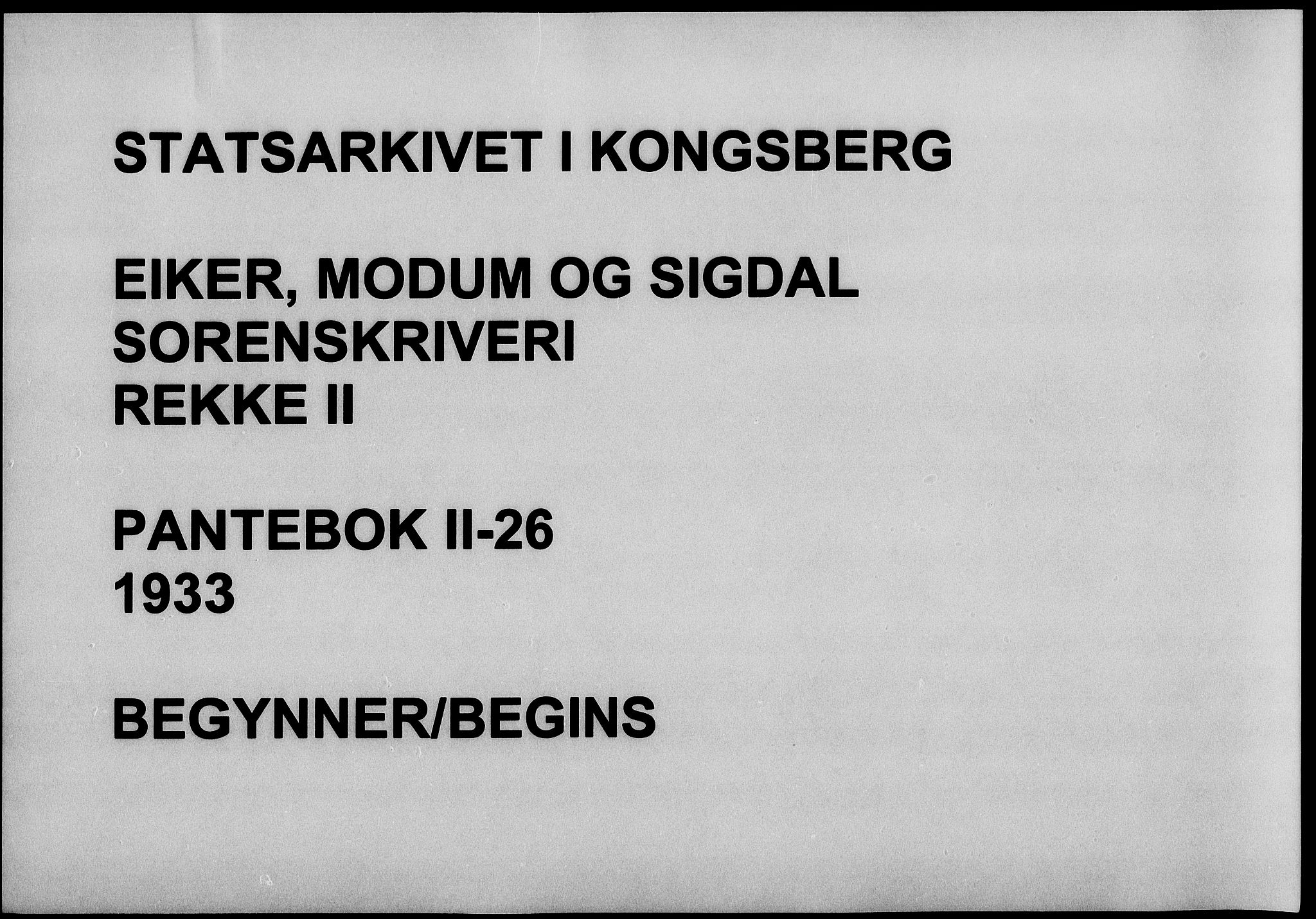 Eiker, Modum og Sigdal sorenskriveri, AV/SAKO-A-123/G/Ga/Gab/L0026: Pantebok nr. II 26, 1933-1933