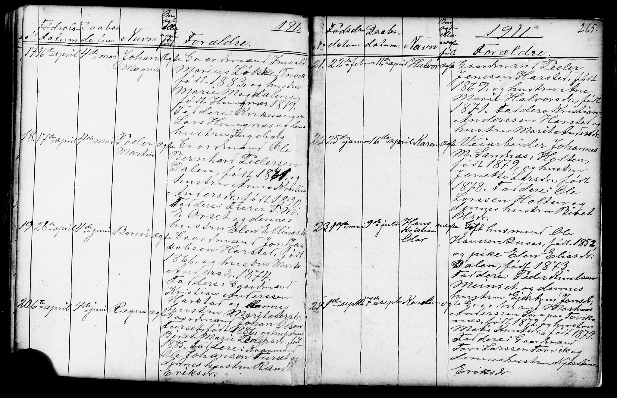 Ministerialprotokoller, klokkerbøker og fødselsregistre - Møre og Romsdal, AV/SAT-A-1454/584/L0969: Klokkerbok nr. 584C02, 1877-1911, s. 265