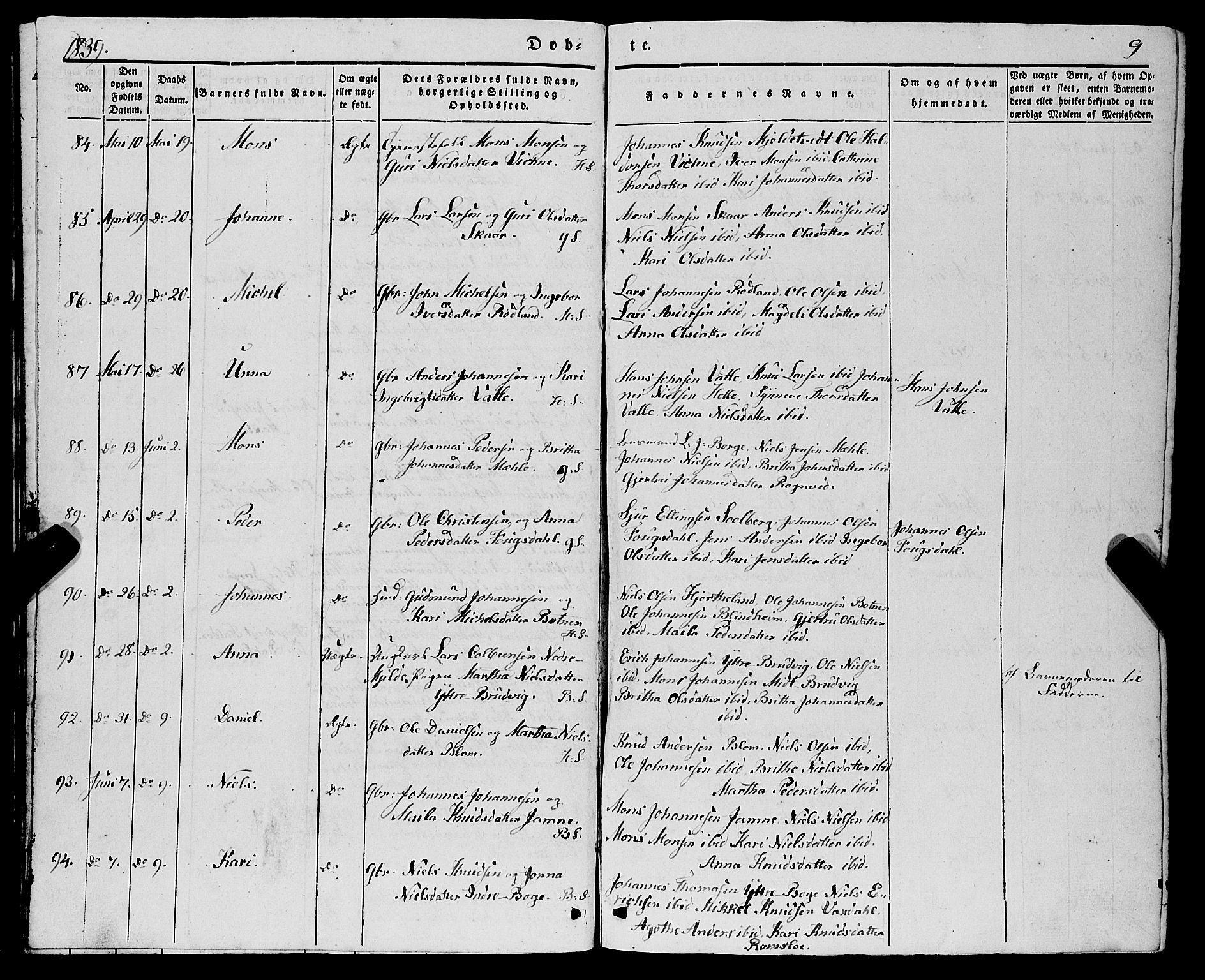 Haus sokneprestembete, AV/SAB-A-75601/H/Haa: Ministerialbok nr. A 15, 1838-1847, s. 9