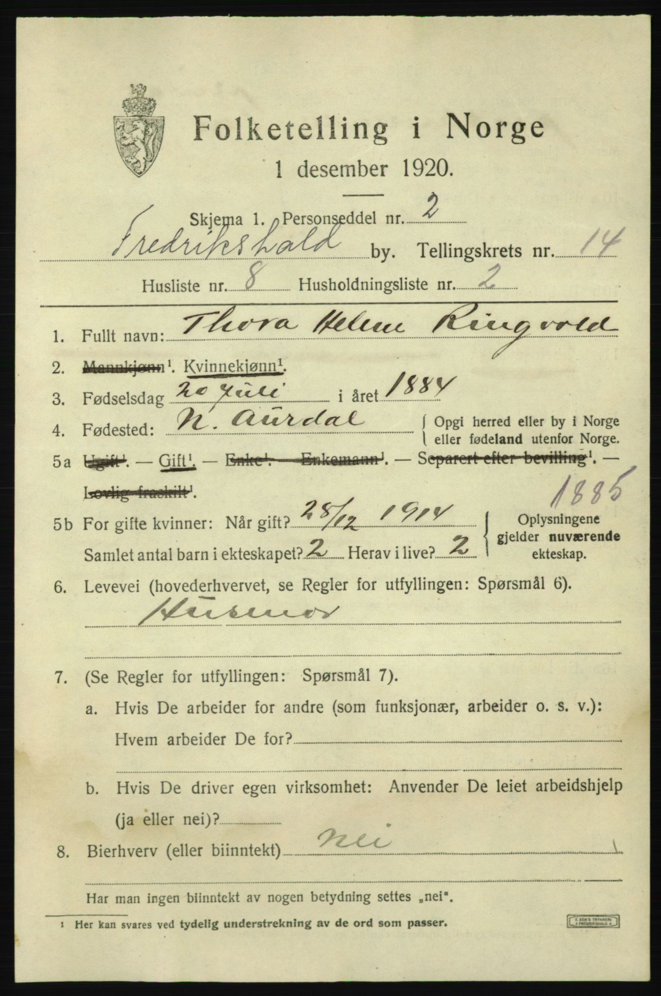 SAO, Folketelling 1920 for 0101 Fredrikshald kjøpstad, 1920, s. 22411