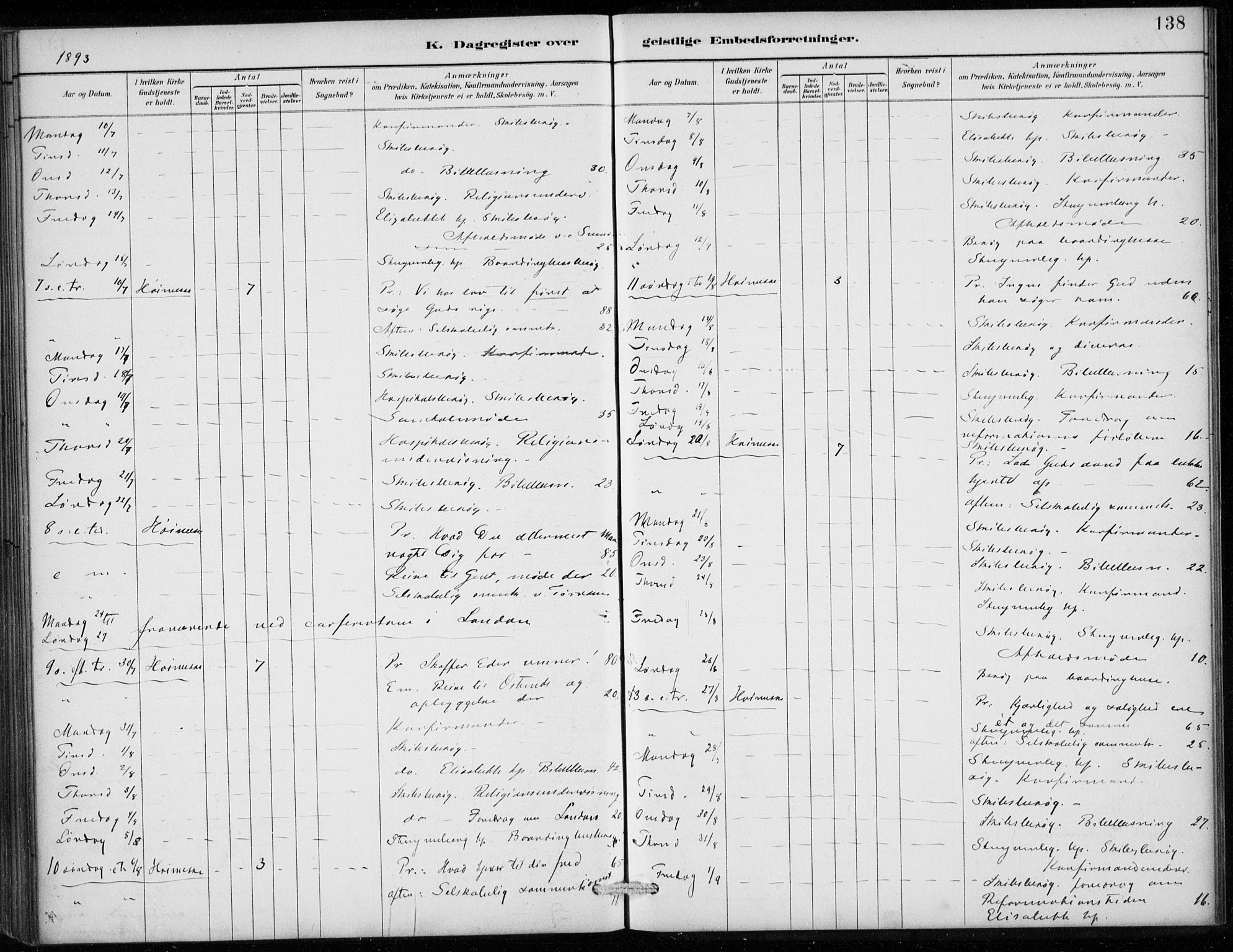 Den norske sjømannsmisjon i utlandet/Antwerpen, AV/SAB-SAB/PA-0105/H/Ha/L0002: Ministerialbok nr. A 2, 1887-1913, s. 138