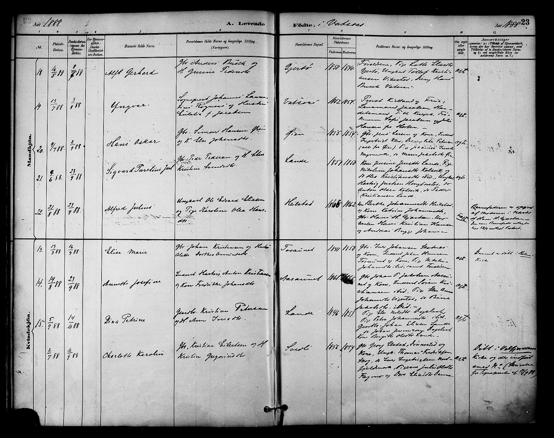 Ministerialprotokoller, klokkerbøker og fødselsregistre - Nordland, AV/SAT-A-1459/810/L0150: Ministerialbok nr. 810A10 /1, 1884-1895, s. 23