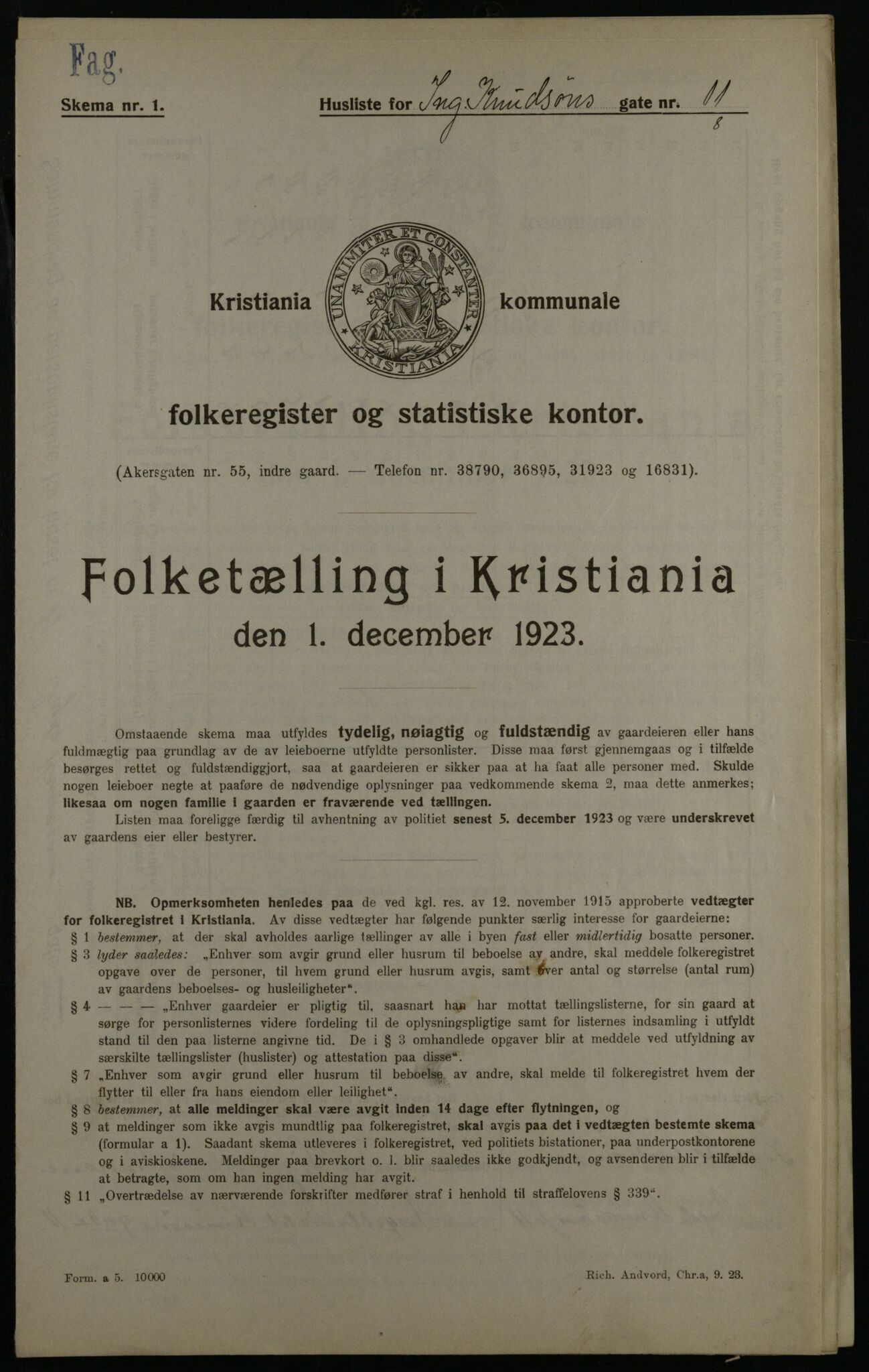 OBA, Kommunal folketelling 1.12.1923 for Kristiania, 1923, s. 49052