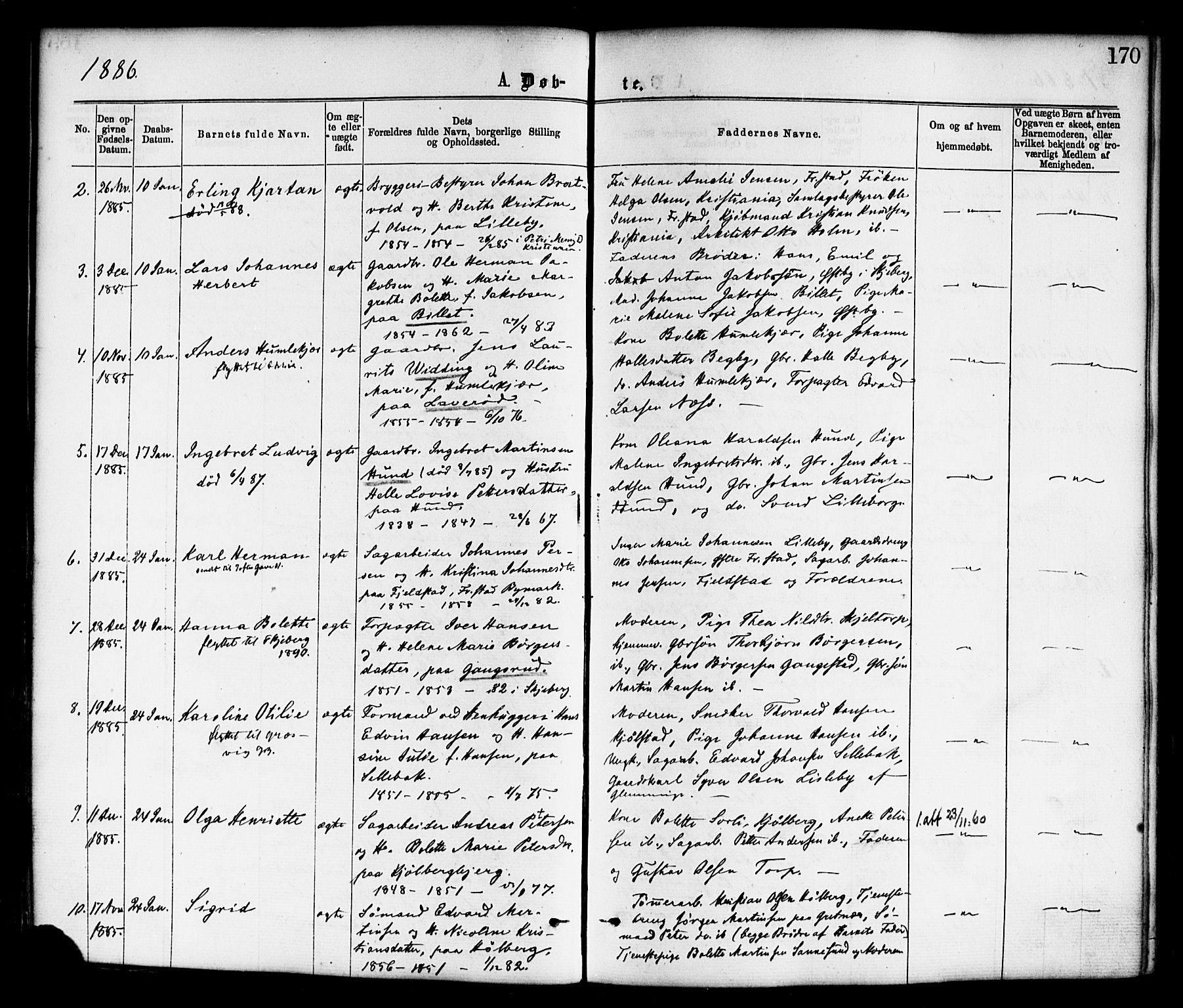 Borge prestekontor Kirkebøker, AV/SAO-A-10903/F/Fa/L0007: Ministerialbok nr. I 7, 1875-1886, s. 170