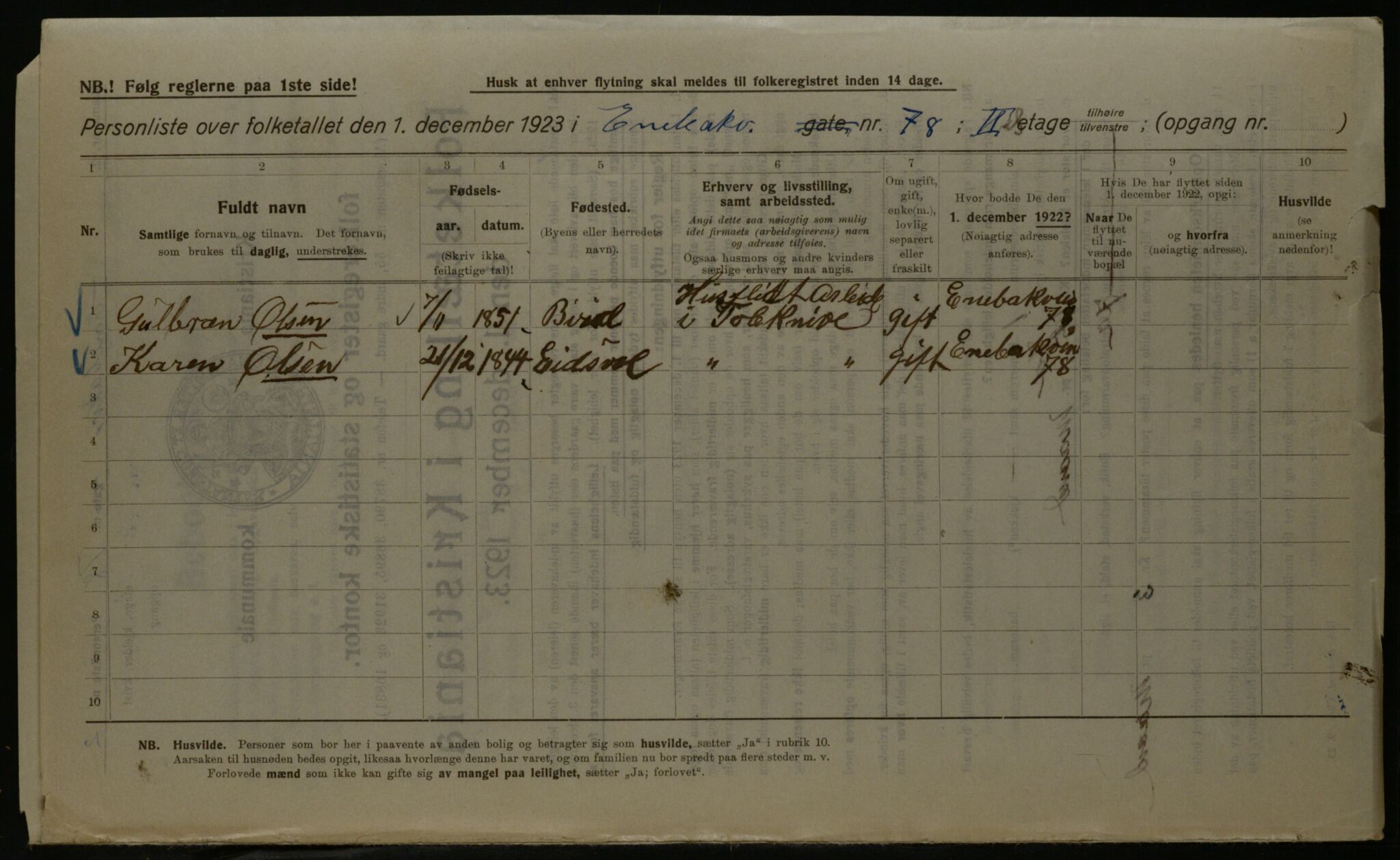 OBA, Kommunal folketelling 1.12.1923 for Kristiania, 1923, s. 23970