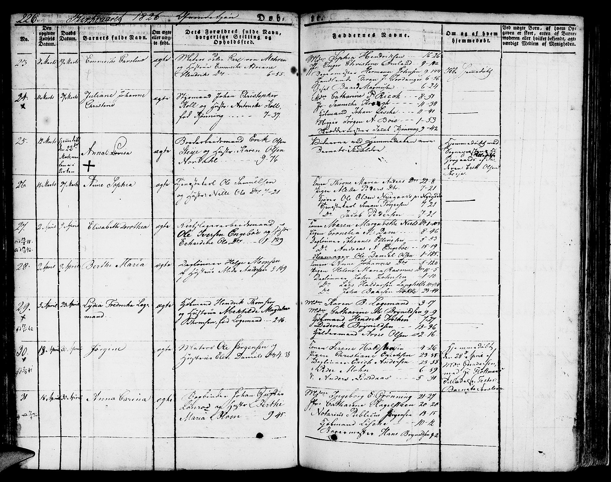 Nykirken Sokneprestembete, AV/SAB-A-77101/H/Hab: Klokkerbok nr. A 5I, 1821-1841, s. 226