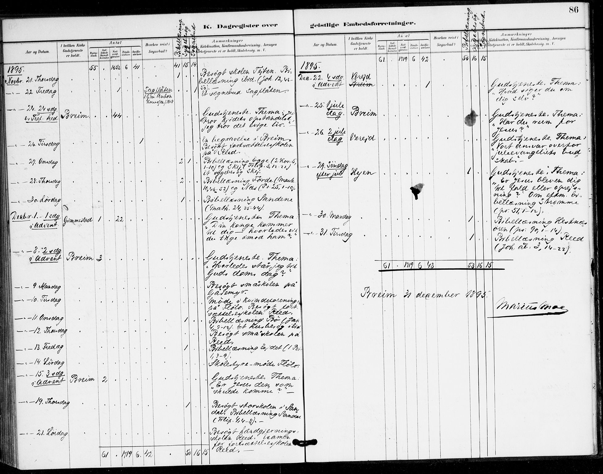 Gloppen sokneprestembete, AV/SAB-A-80101/H/Hac/L0002: Residerende kapellans bok nr. A 2, 1886-1897, s. 86