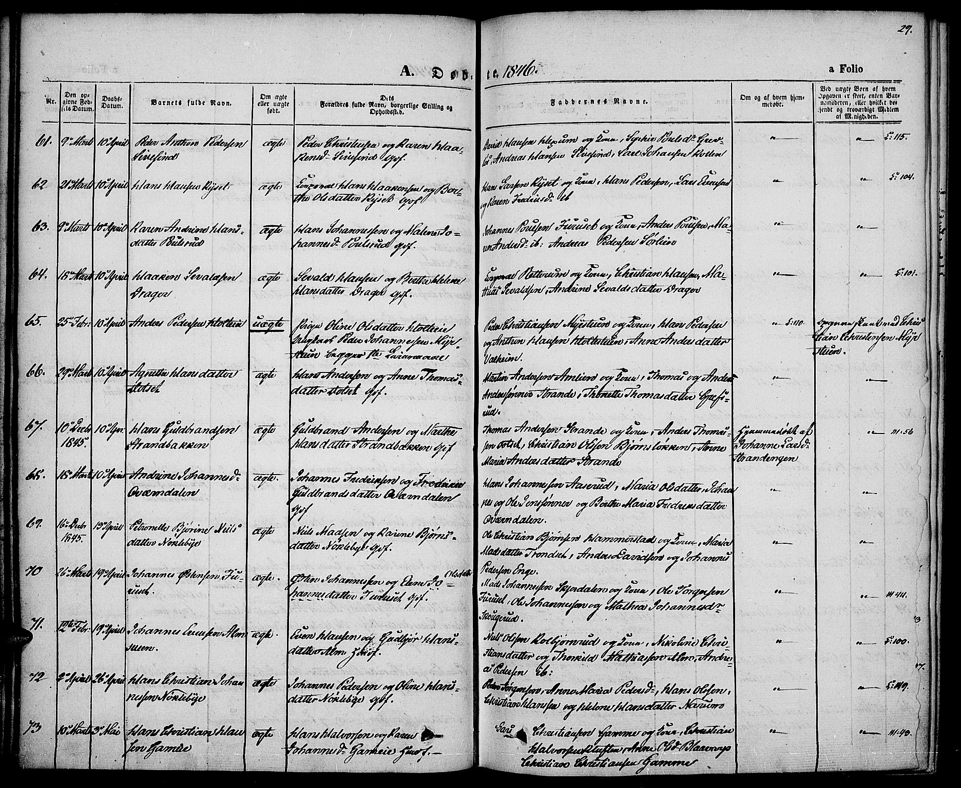 Vestre Toten prestekontor, AV/SAH-PREST-108/H/Ha/Haa/L0004: Ministerialbok nr. 4, 1844-1849, s. 29