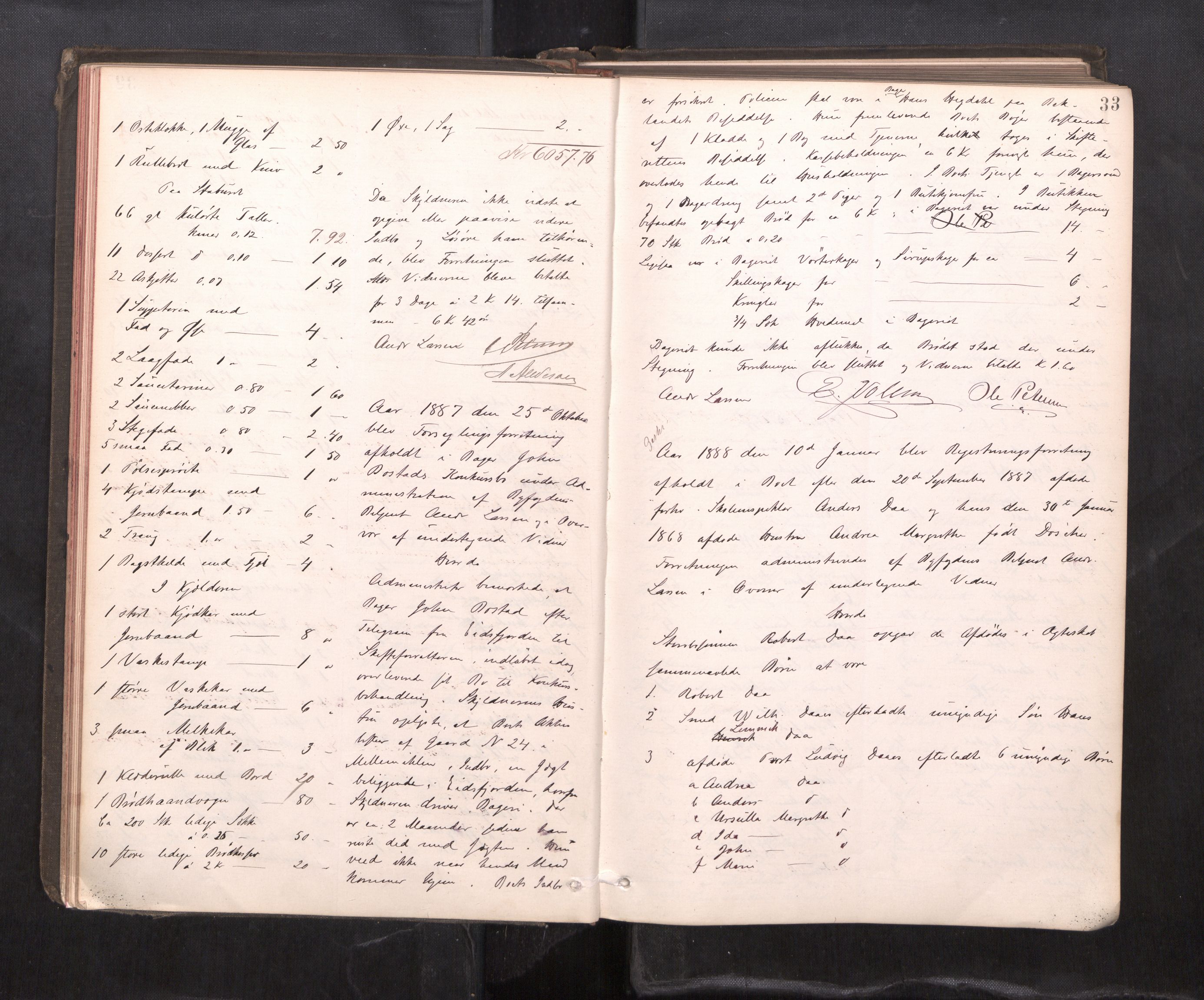 Trondheim byfogd, AV/SAT-A-0003/1/3/3C/L0013: Skifteregistreringsprotokoll - 19/7-14/8. (u/ register), 1887-1893, s. 33