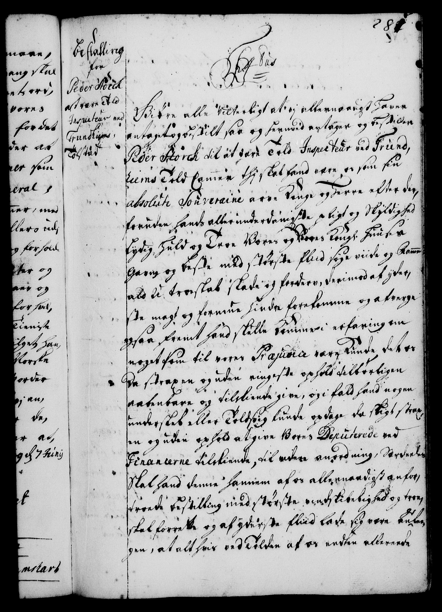 Rentekammeret, Kammerkanselliet, RA/EA-3111/G/Gg/Gge/L0001: Norsk bestallingsprotokoll med register (merket RK 53.25), 1720-1730, s. 281