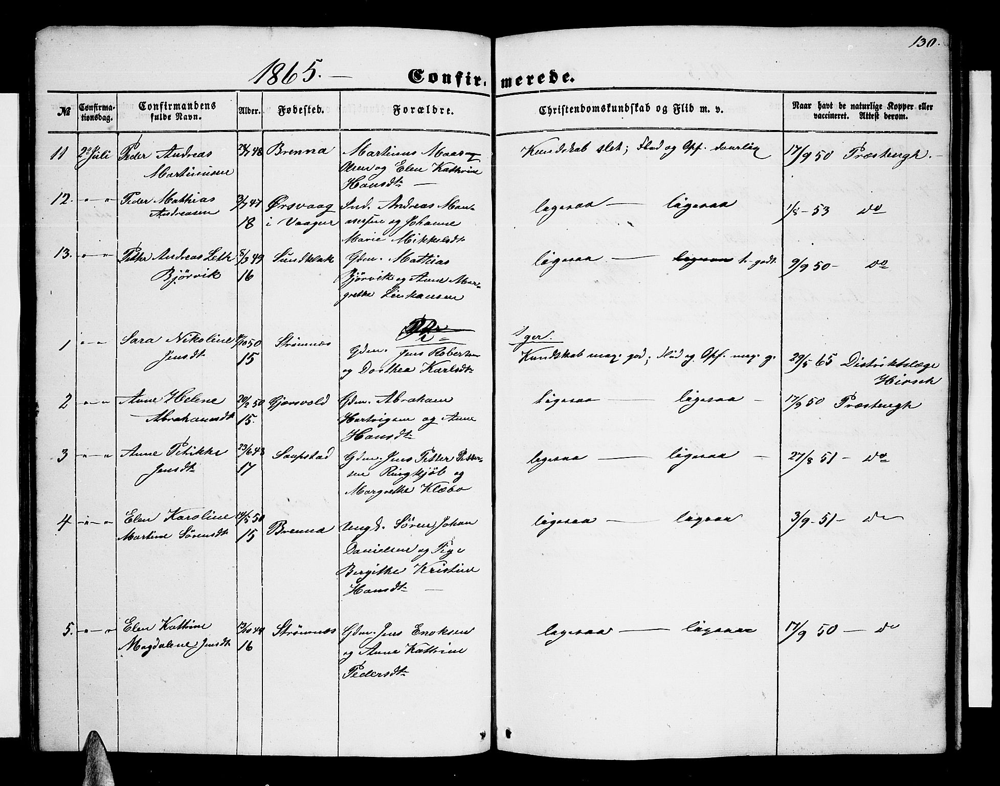 Ministerialprotokoller, klokkerbøker og fødselsregistre - Nordland, SAT/A-1459/876/L1102: Klokkerbok nr. 876C01, 1852-1886, s. 130