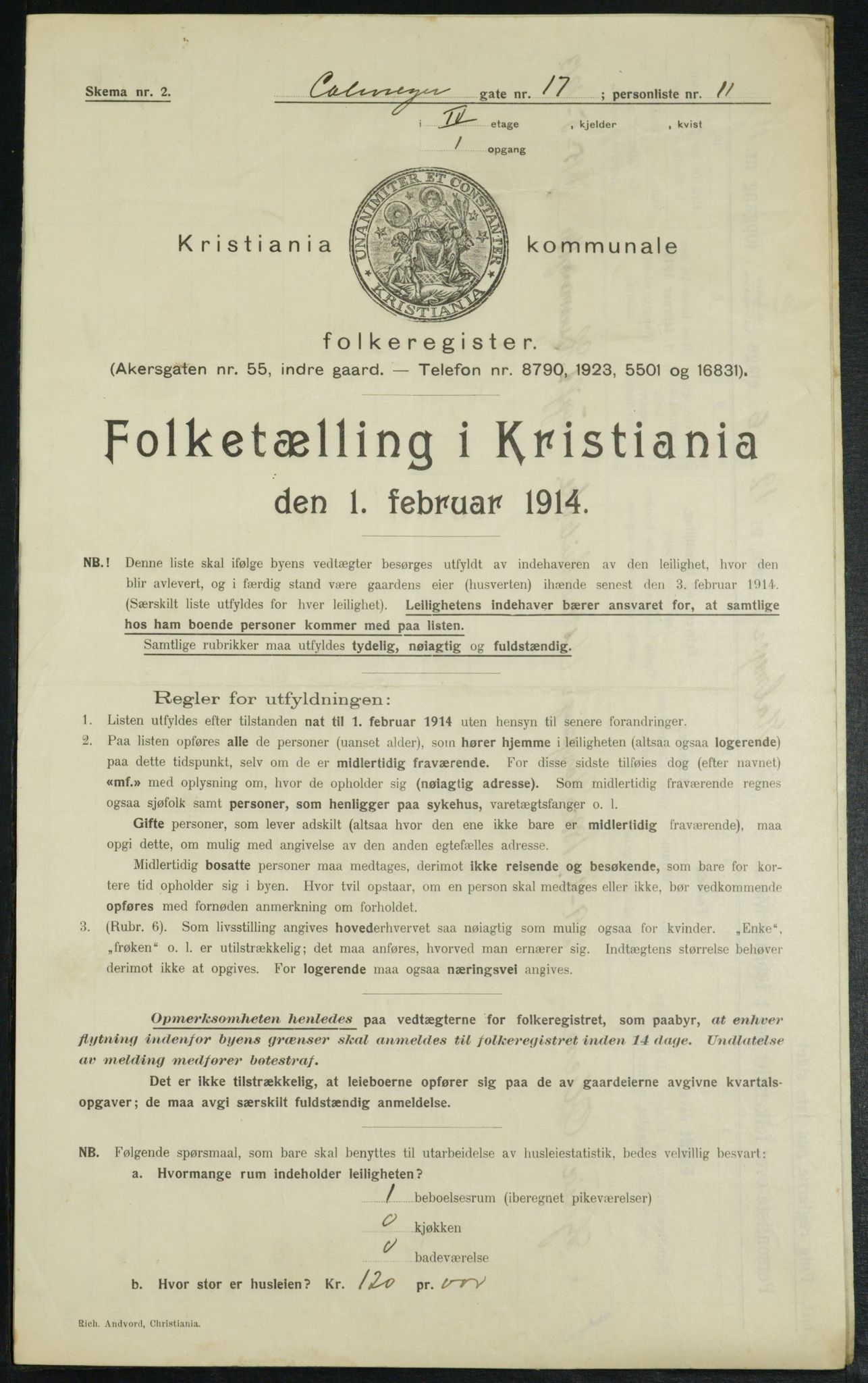 OBA, Kommunal folketelling 1.2.1914 for Kristiania, 1914, s. 11701