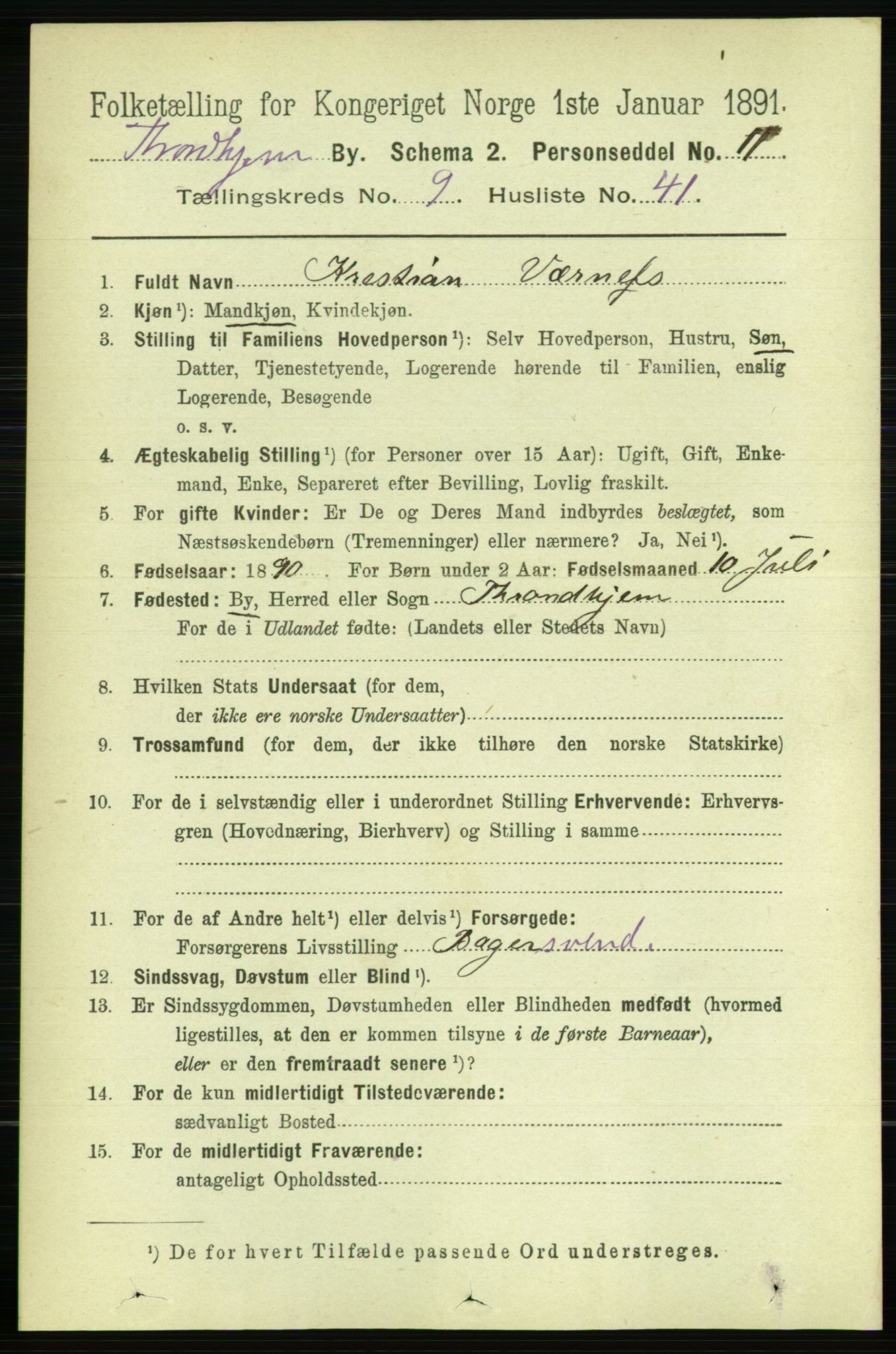 RA, Folketelling 1891 for 1601 Trondheim kjøpstad, 1891, s. 8084