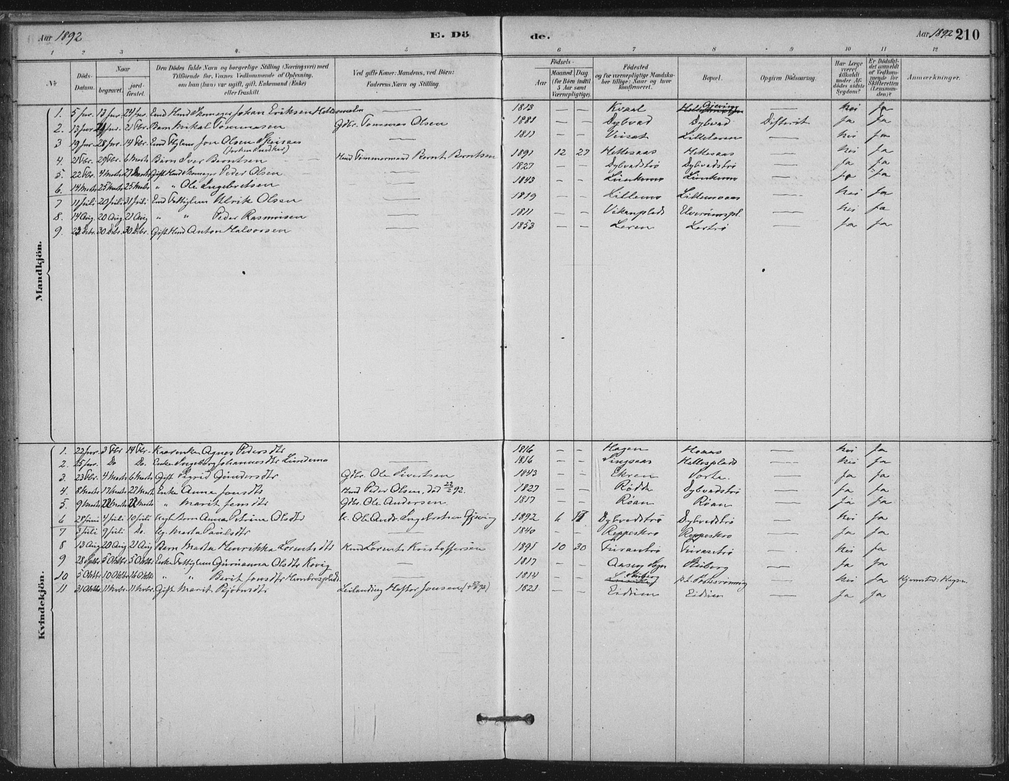 Ministerialprotokoller, klokkerbøker og fødselsregistre - Nord-Trøndelag, SAT/A-1458/710/L0095: Ministerialbok nr. 710A01, 1880-1914, s. 210
