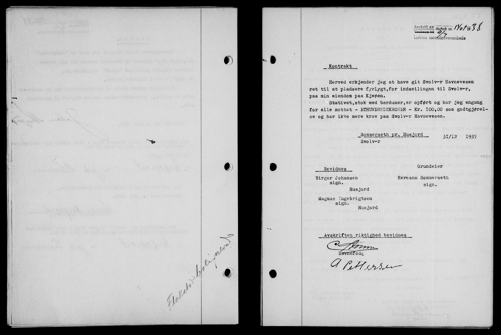 Lofoten sorenskriveri, SAT/A-0017/1/2/2C/L0004a: Pantebok nr. 4a, 1938-1938, Dagboknr: 1401/1938