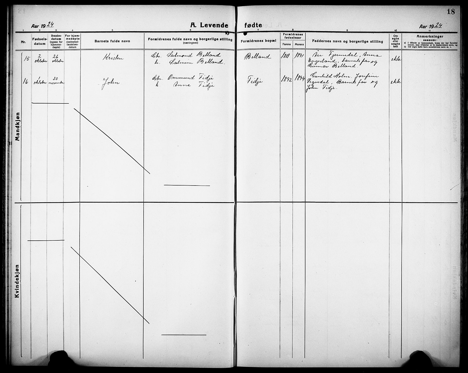 Herefoss sokneprestkontor, SAK/1111-0019/F/Fb/Fbb/L0004: Klokkerbok nr. B 4, 1917-1933, s. 18