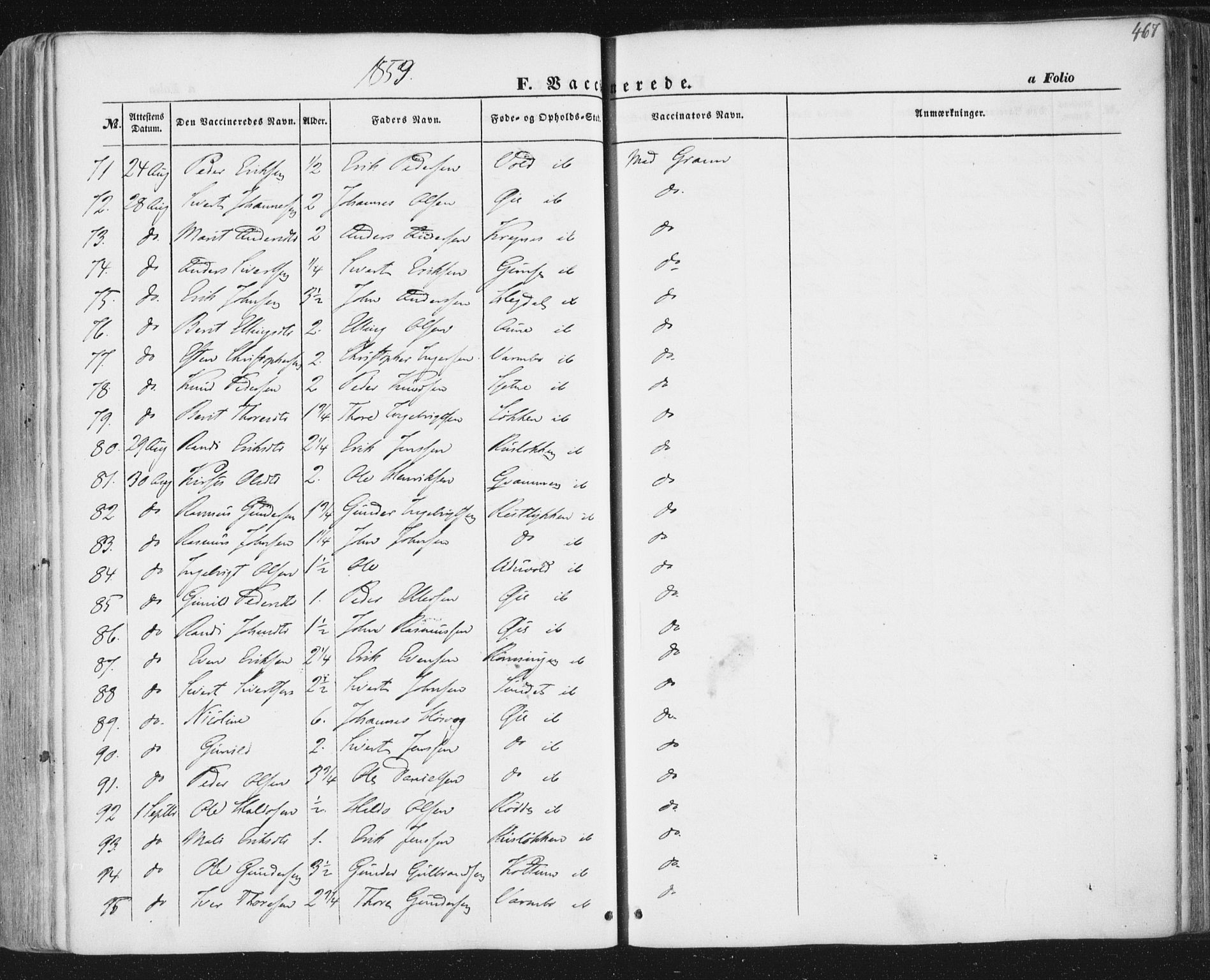 Ministerialprotokoller, klokkerbøker og fødselsregistre - Sør-Trøndelag, SAT/A-1456/691/L1076: Ministerialbok nr. 691A08, 1852-1861, s. 467