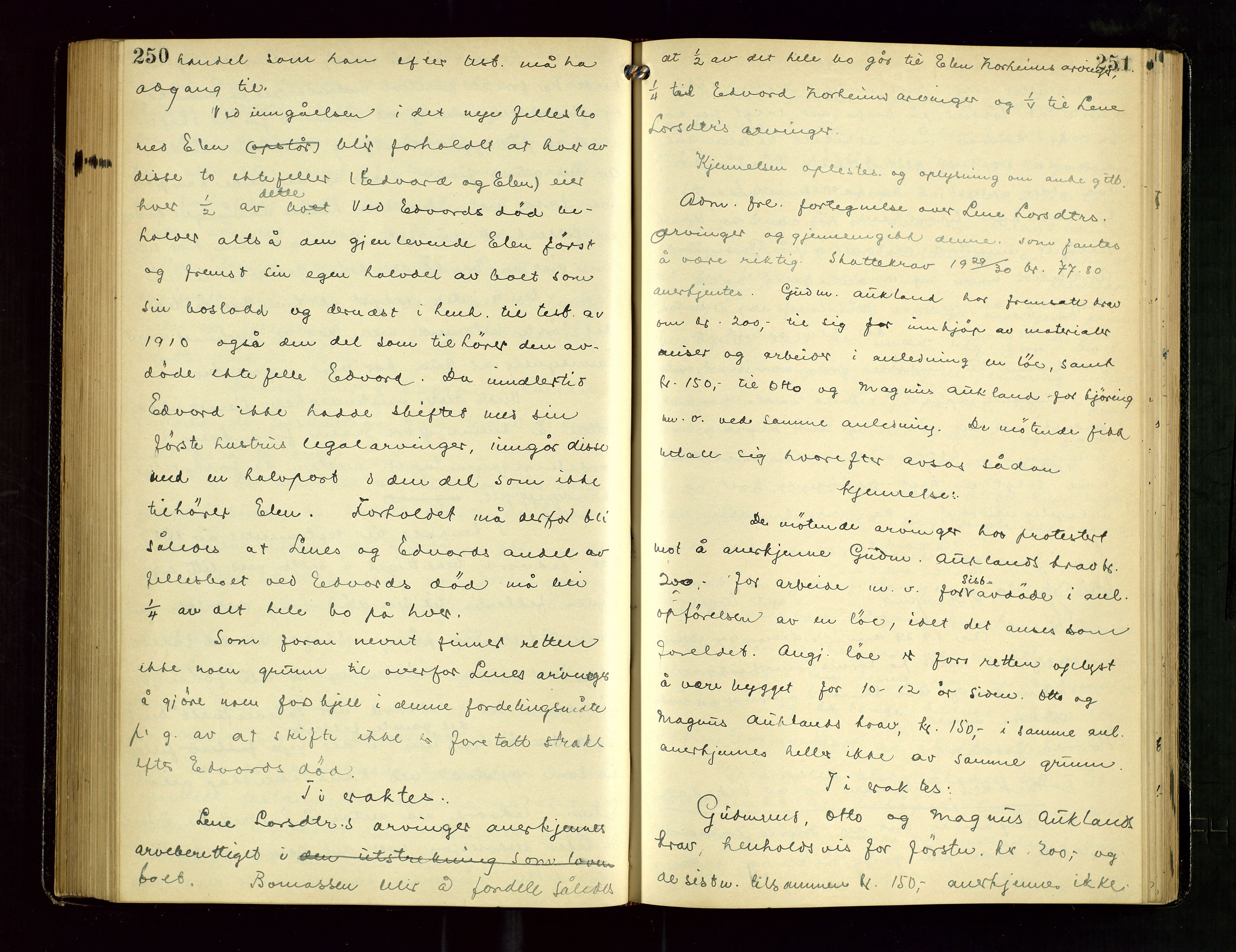 Ryfylke tingrett, AV/SAST-A-100055/001/IV/IVF/L0019: Skifteforhandlingsprotokoll, 1928-1931, s. 250-251