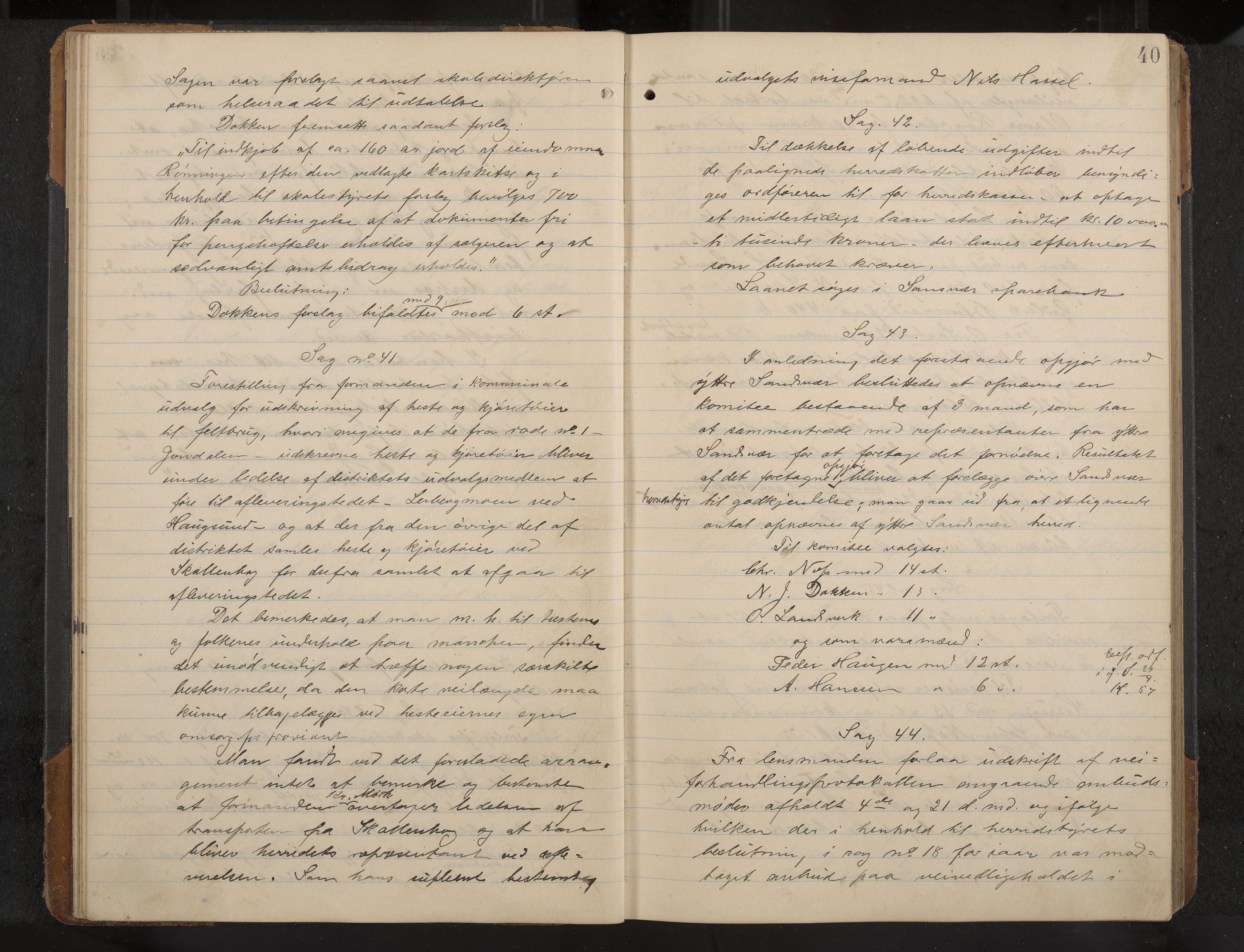 Øvre Sandsvær formannskap og sentraladministrasjon, IKAK/0630021/A/L0001: Møtebok med register, 1908-1913, s. 40