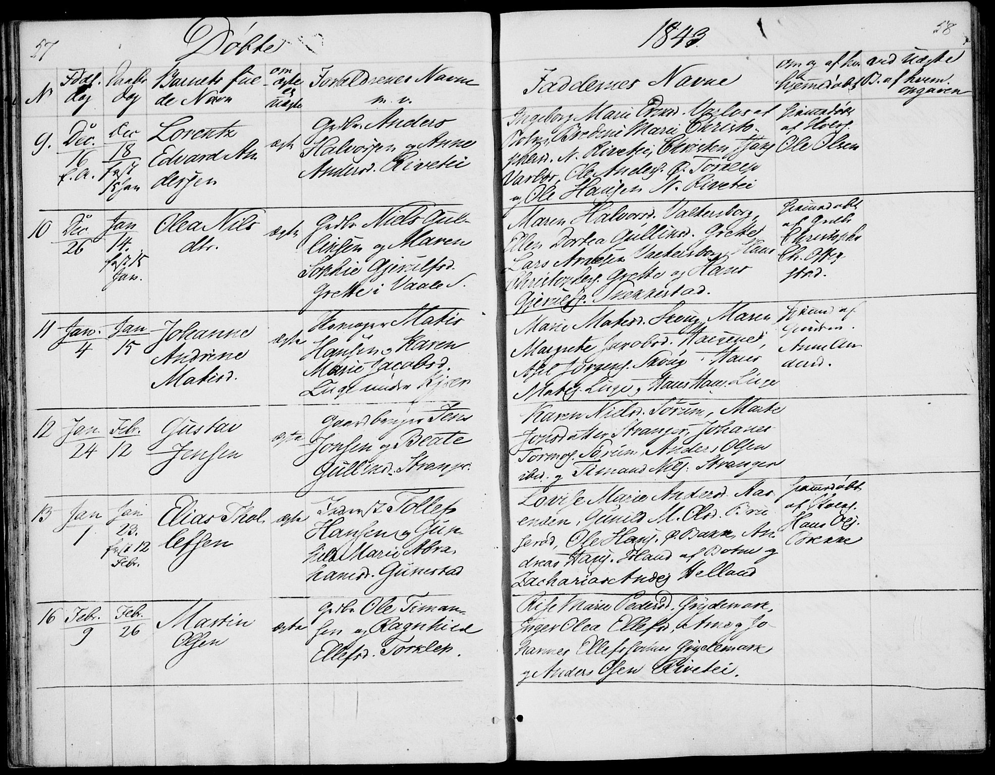 Våle kirkebøker, AV/SAKO-A-334/F/Fa/L0009a: Ministerialbok nr. I 9A, 1839-1860, s. 57-58