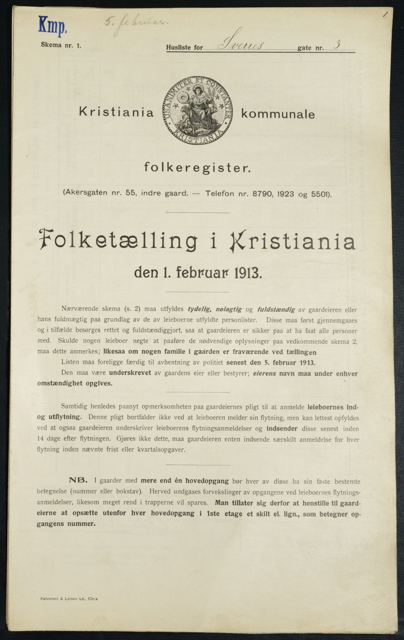 OBA, Kommunal folketelling 1.2.1913 for Kristiania, 1913, s. 105995