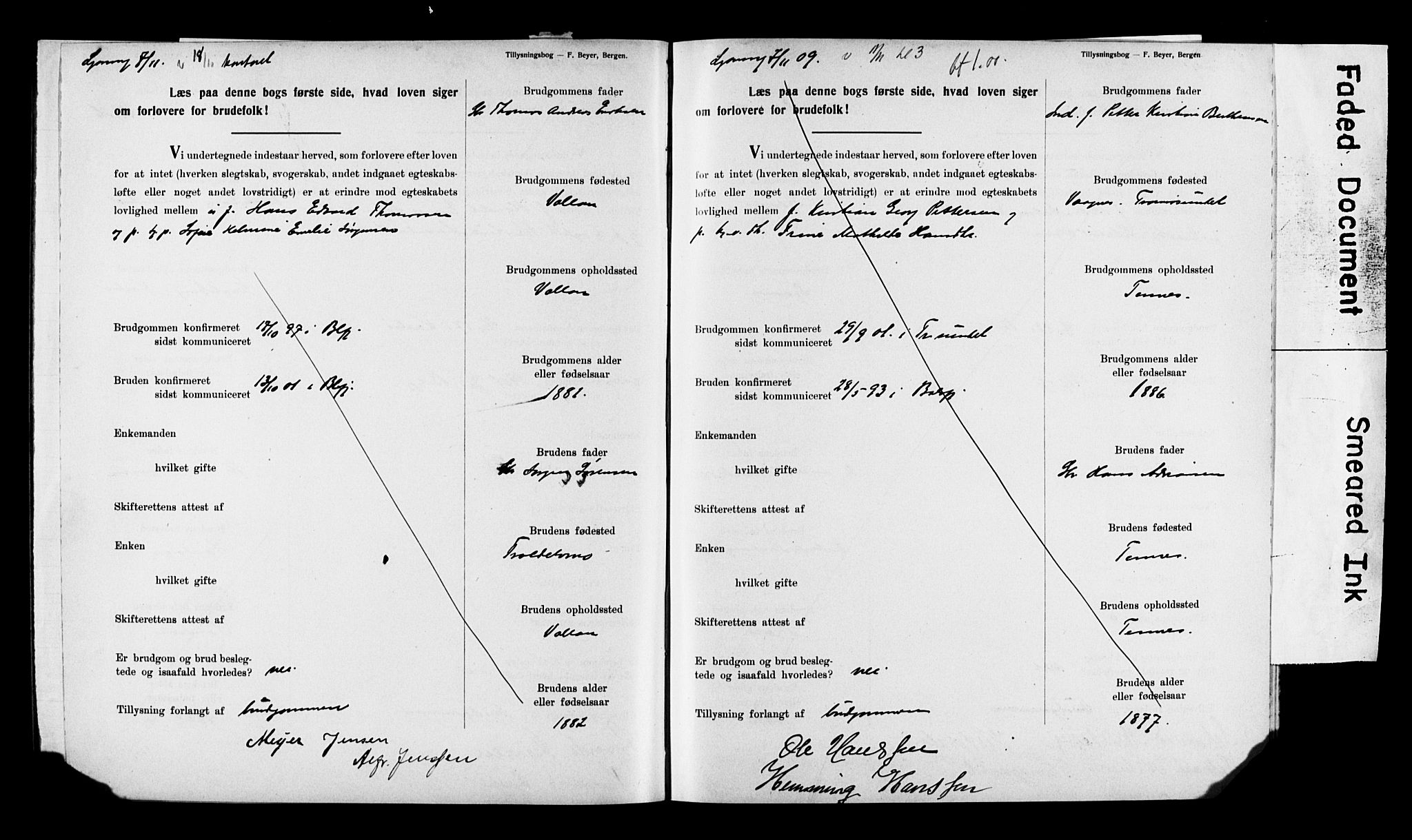 Balsfjord sokneprestembete, AV/SATØ-S-1303/H/Hd/L0032: Lysningsprotokoll nr. 32, 1907-1910