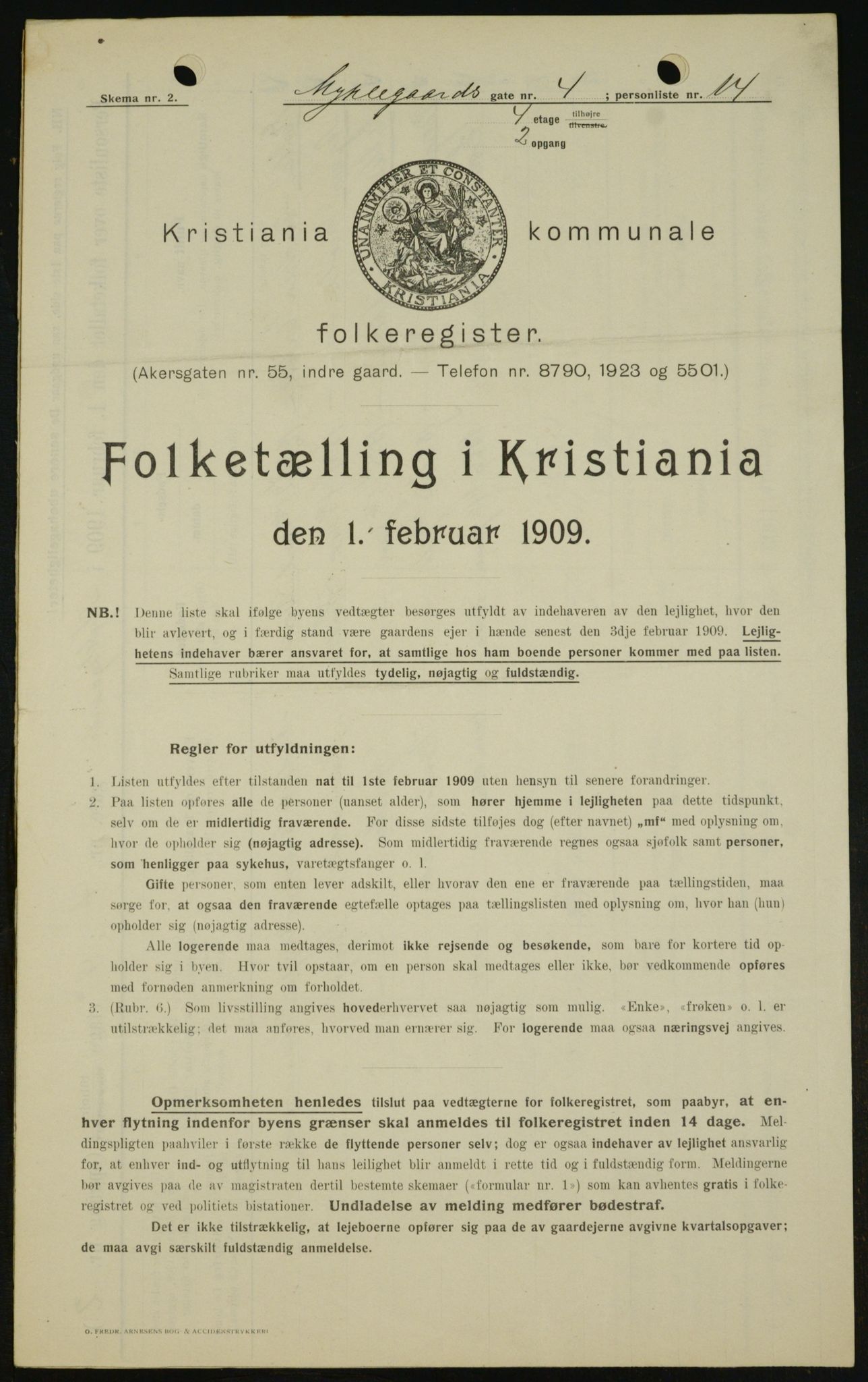 OBA, Kommunal folketelling 1.2.1909 for Kristiania kjøpstad, 1909, s. 61820