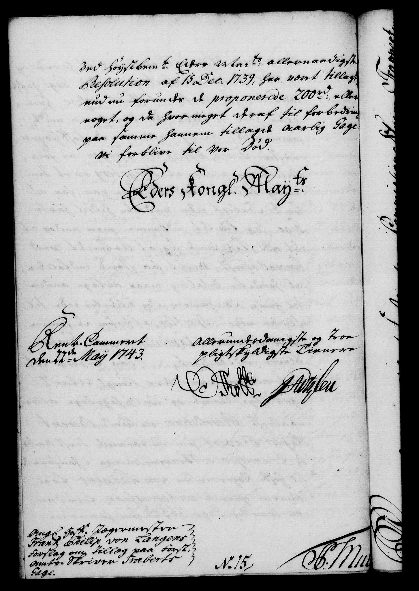 Rentekammeret, Kammerkanselliet, RA/EA-3111/G/Gf/Gfa/L0026: Norsk relasjons- og resolusjonsprotokoll (merket RK 52.26), 1743, s. 393