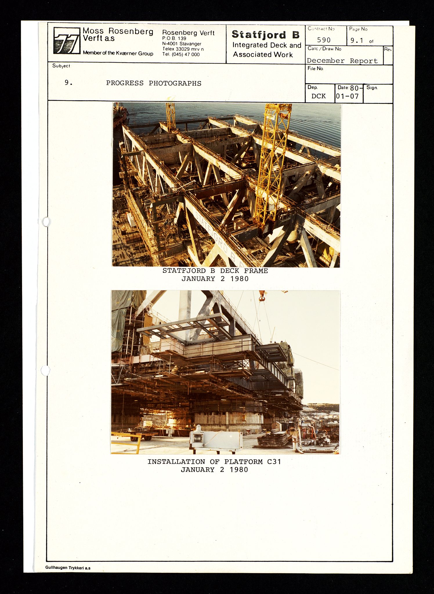 Pa 1400 - Moss Rosenberg Verft A/S, SAST/A-101696/E/Eb/Ebg/L0001: Statfjord B: Deck og offshore, 1979-1982, s. 10