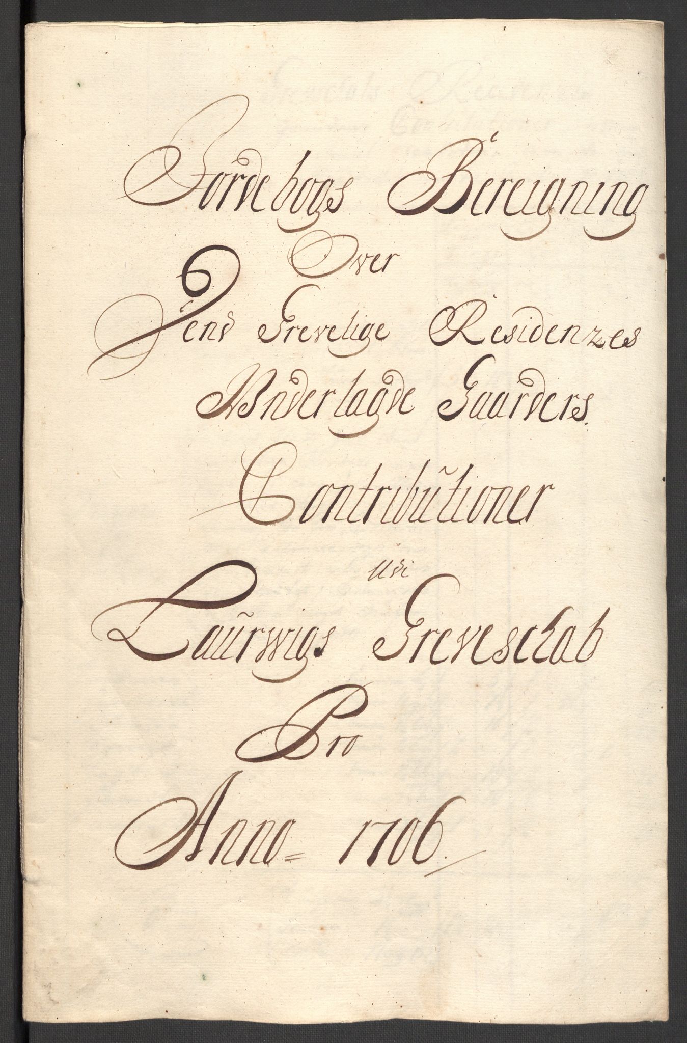 Rentekammeret inntil 1814, Reviderte regnskaper, Fogderegnskap, RA/EA-4092/R33/L1979: Fogderegnskap Larvik grevskap, 1706, s. 184
