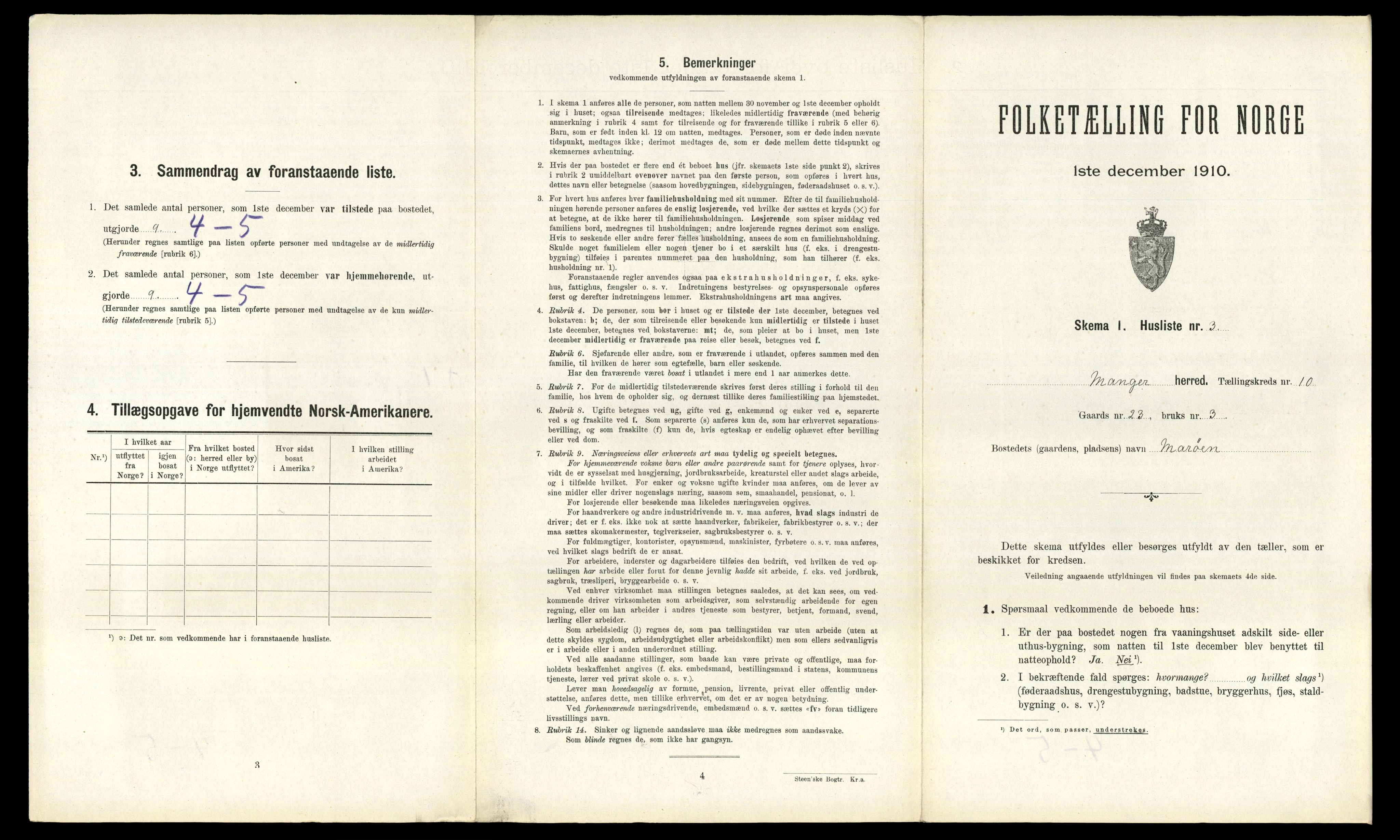 RA, Folketelling 1910 for 1261 Manger herred, 1910, s. 1179