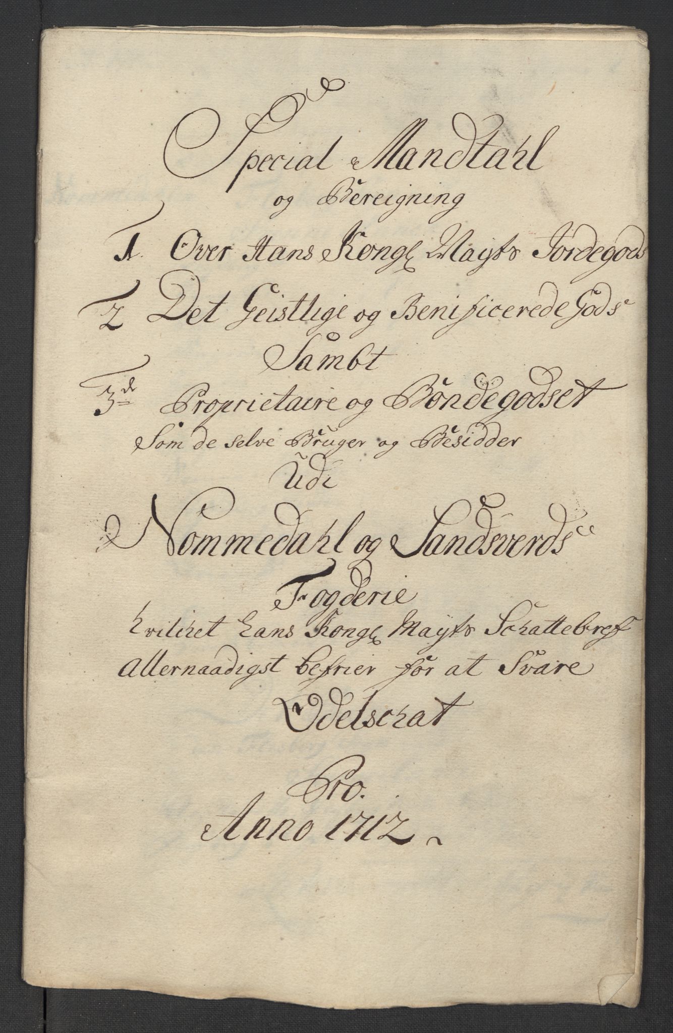 Rentekammeret inntil 1814, Reviderte regnskaper, Fogderegnskap, AV/RA-EA-4092/R24/L1587: Fogderegnskap Numedal og Sandsvær, 1712, s. 302