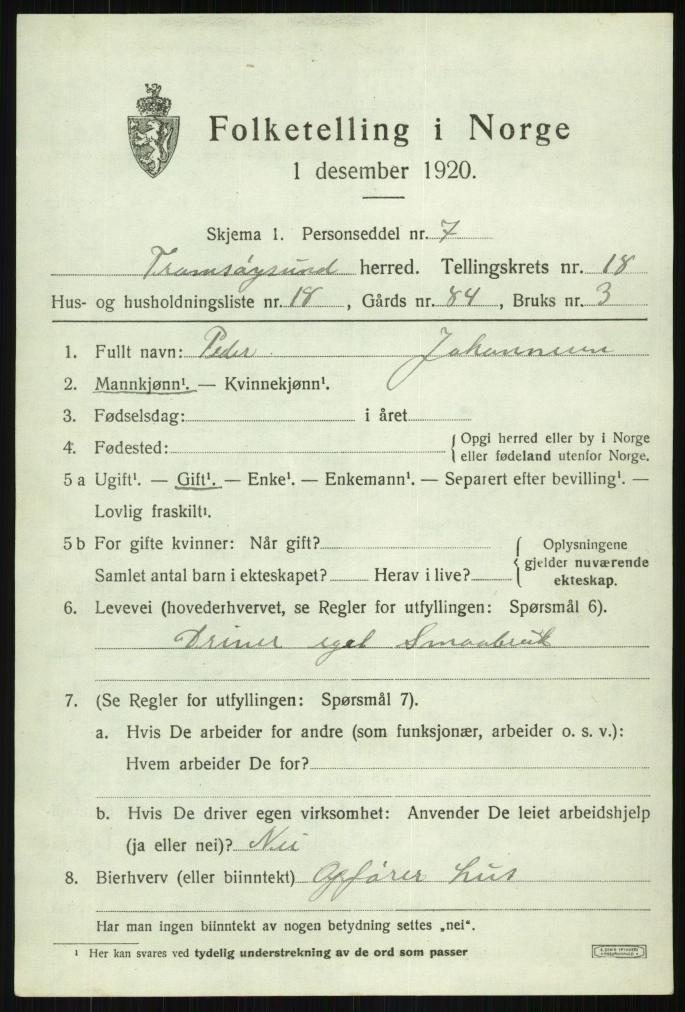 SATØ, Folketelling 1920 for 1934 Tromsøysund herred, 1920, s. 10172