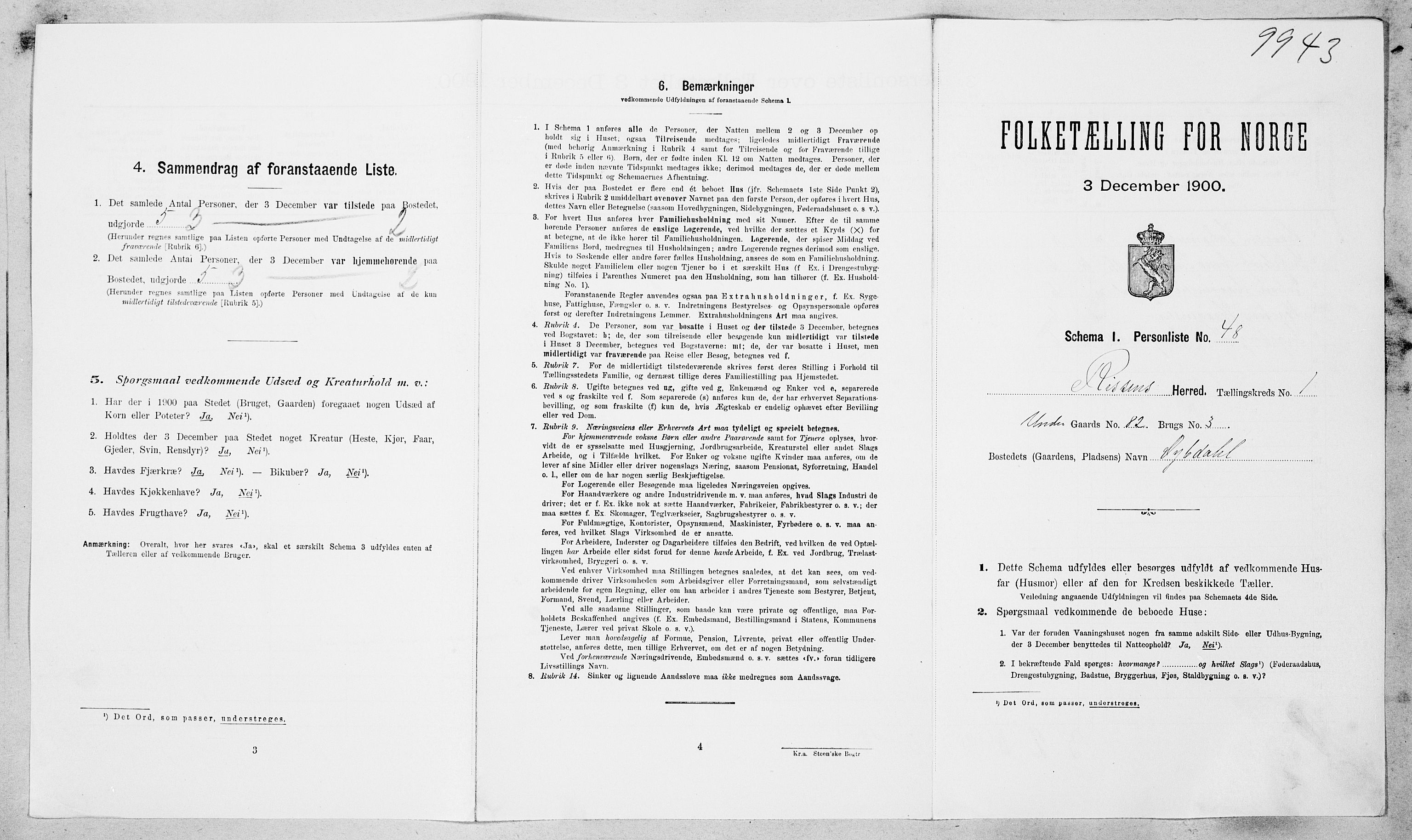 SAT, Folketelling 1900 for 1624 Rissa herred, 1900, s. 182