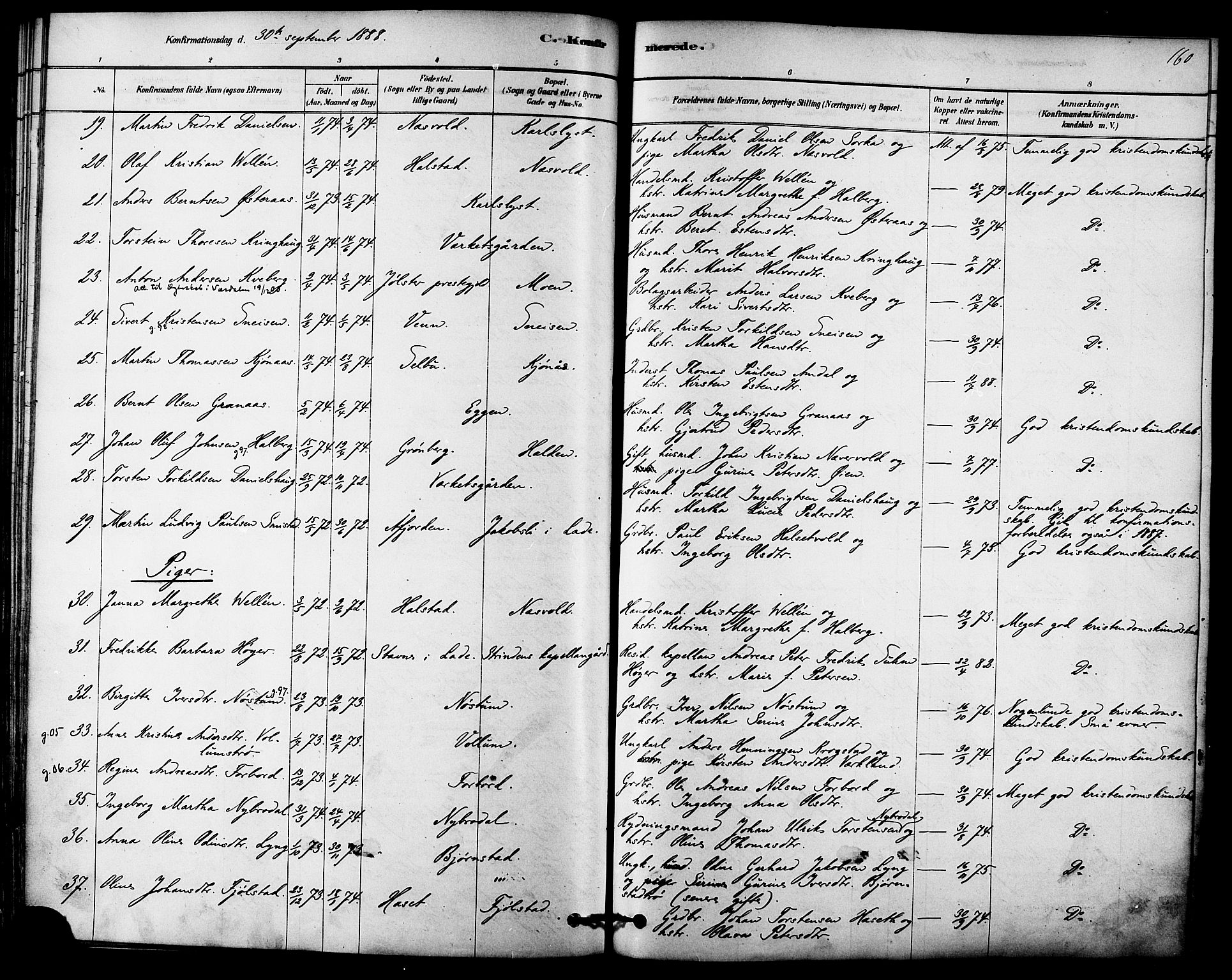 Ministerialprotokoller, klokkerbøker og fødselsregistre - Sør-Trøndelag, SAT/A-1456/616/L0410: Ministerialbok nr. 616A07, 1878-1893, s. 160