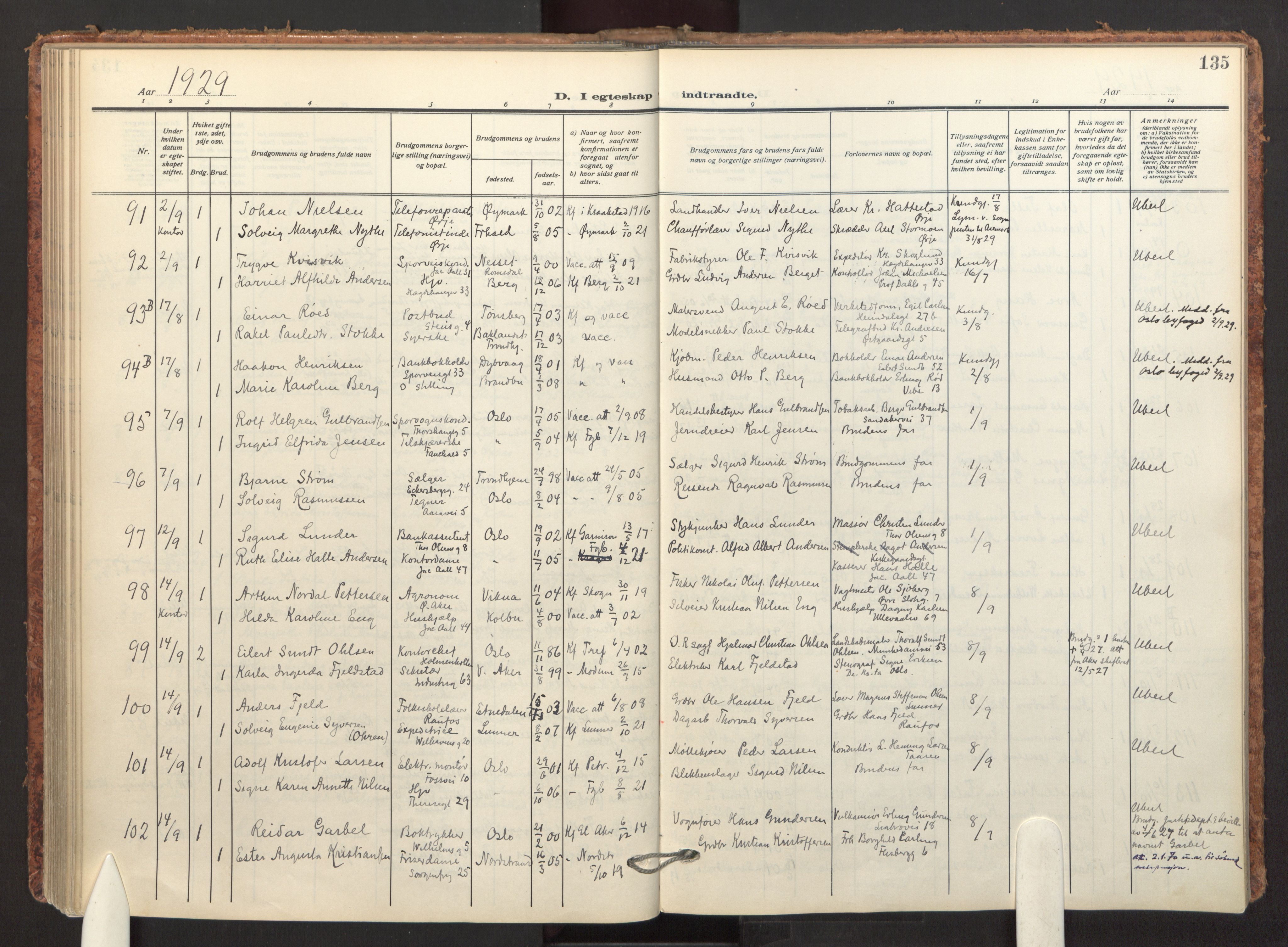 Fagerborg prestekontor Kirkebøker, AV/SAO-A-10844/F/Fa/L0007: Ministerialbok nr. 7, 1917-1934, s. 135