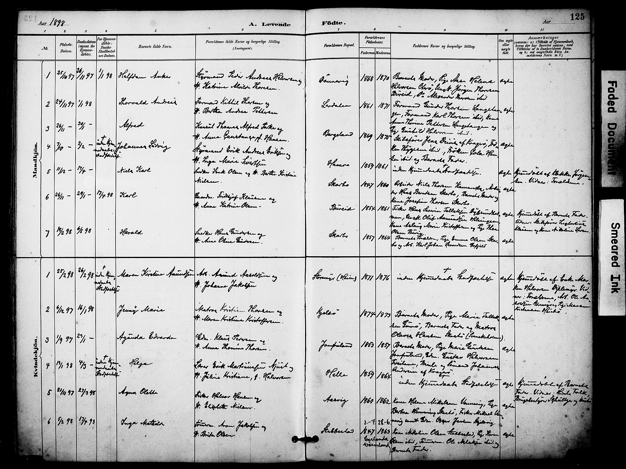 Skåtøy kirkebøker, AV/SAKO-A-304/F/Fa/L0002: Ministerialbok nr. I 2, 1884-1899, s. 125