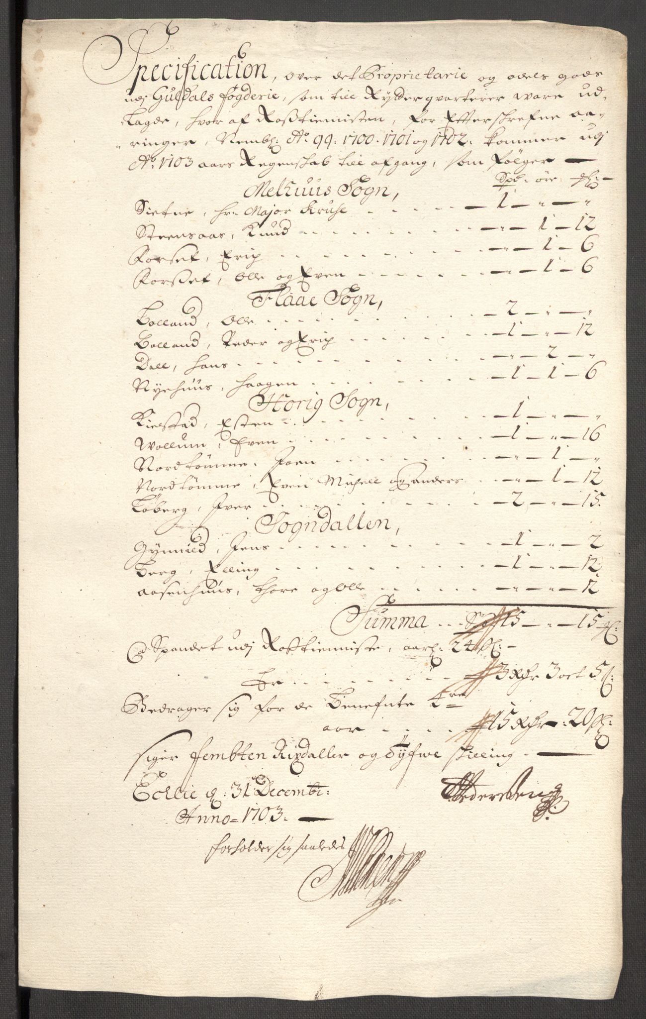 Rentekammeret inntil 1814, Reviderte regnskaper, Fogderegnskap, RA/EA-4092/R60/L3953: Fogderegnskap Orkdal og Gauldal, 1703, s. 405