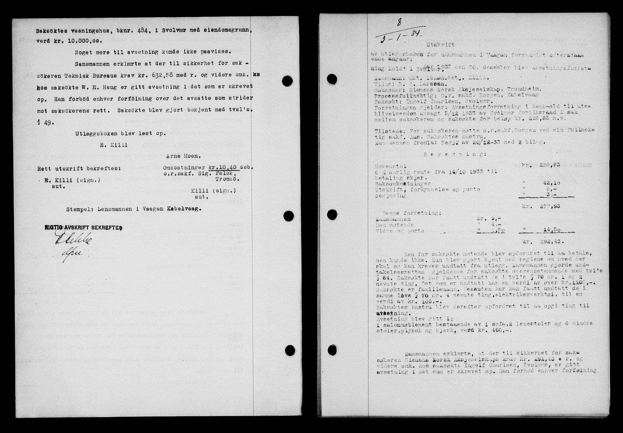 Lofoten sorenskriveri, SAT/A-0017/1/2/2C/L0029b: Pantebok nr. 29b, 1934-1934, Tingl.dato: 03.01.1934