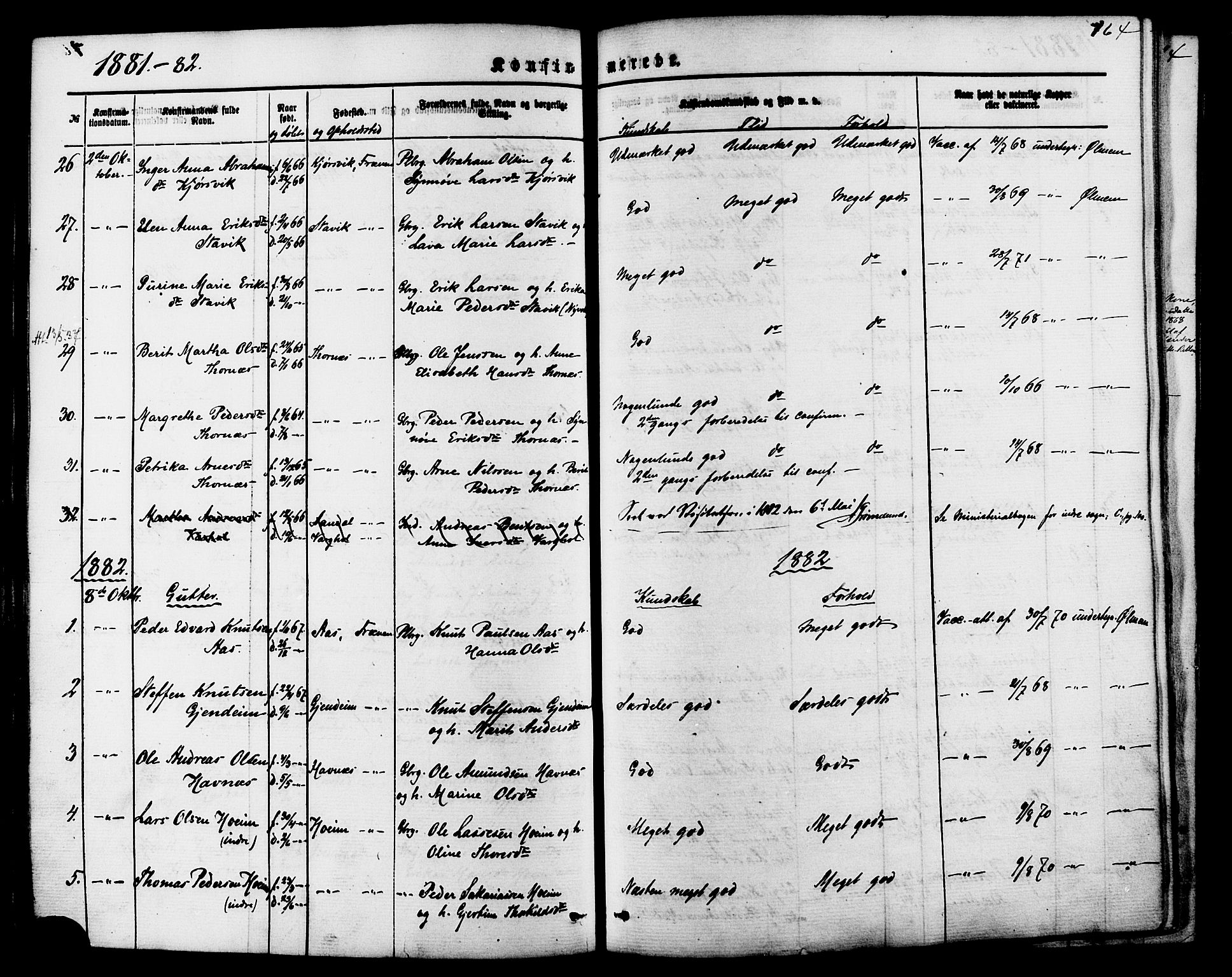 Ministerialprotokoller, klokkerbøker og fødselsregistre - Møre og Romsdal, AV/SAT-A-1454/565/L0749: Ministerialbok nr. 565A03, 1871-1886, s. 164