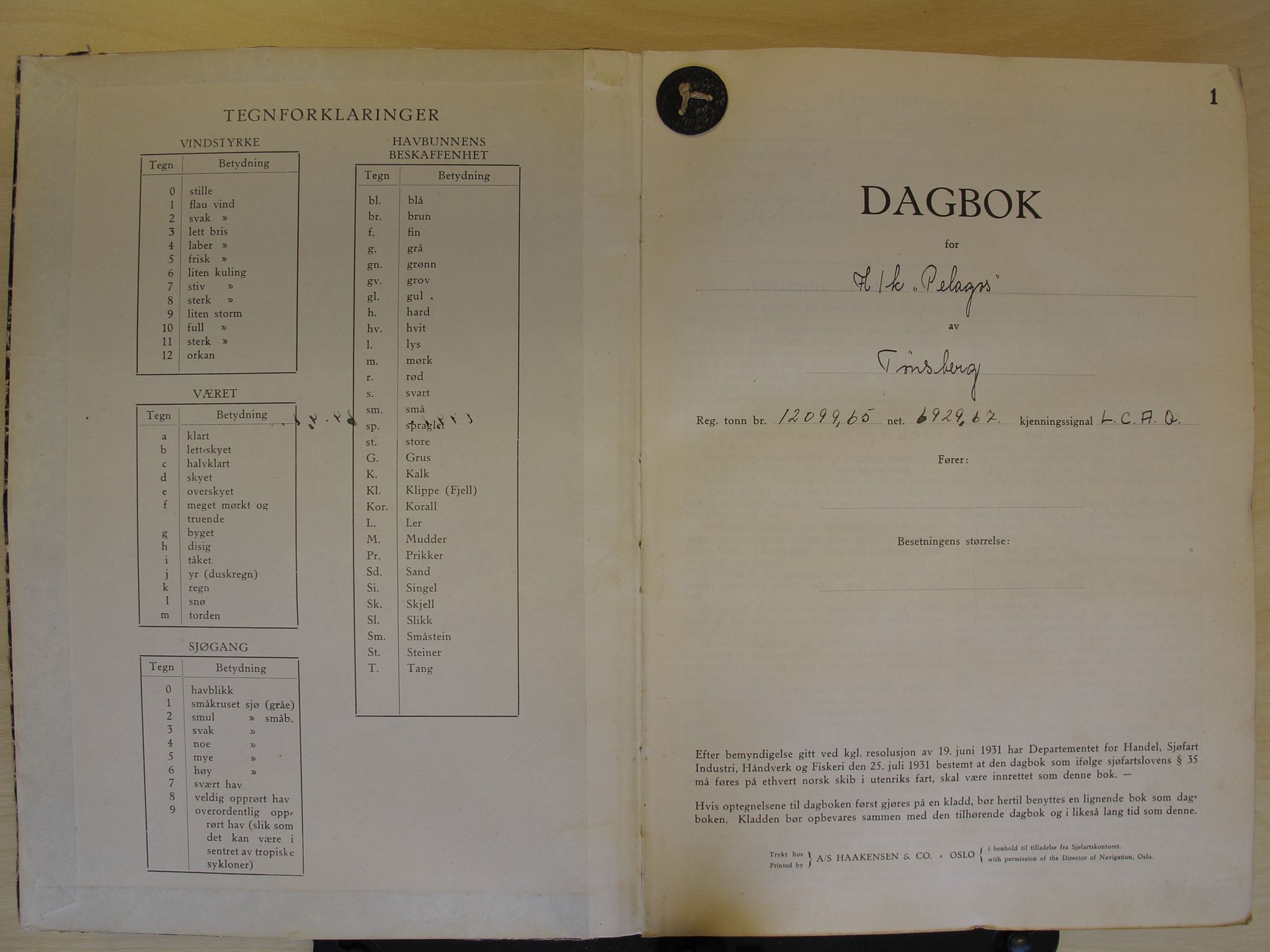 Pa 262 - Hvalfangerselskapet Pelagos AS, VEMU/A-1330/F/Fa/L0108: Pelagos, fl.k.  - dekksdagbok, 1953-1954