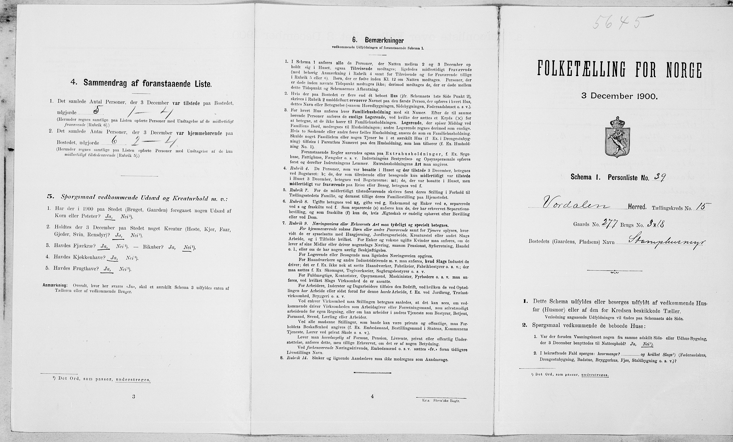 SAT, Folketelling 1900 for 1721 Verdal herred, 1900, s. 1955