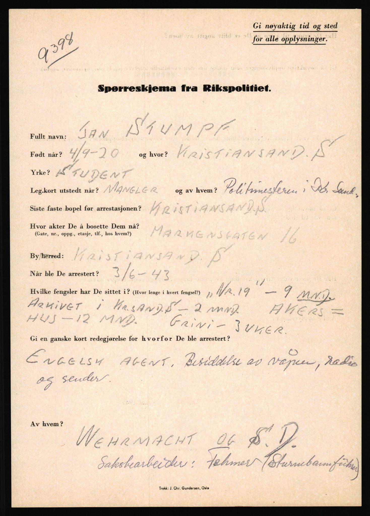 Rikspolitisjefen, AV/RA-S-1560/L/L0016: Sti, Lauritz - Tettum, Karl August, 1940-1945, s. 263